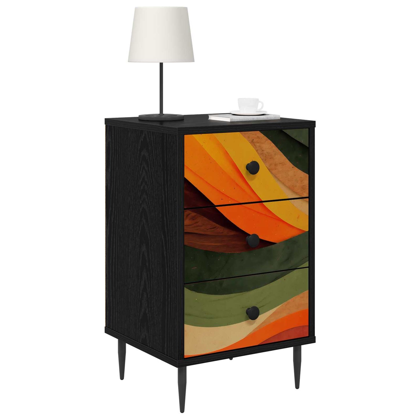 Éjjeliszekrény BONN 2 db Fekete Tölgy 36 x 33 x 61 cm