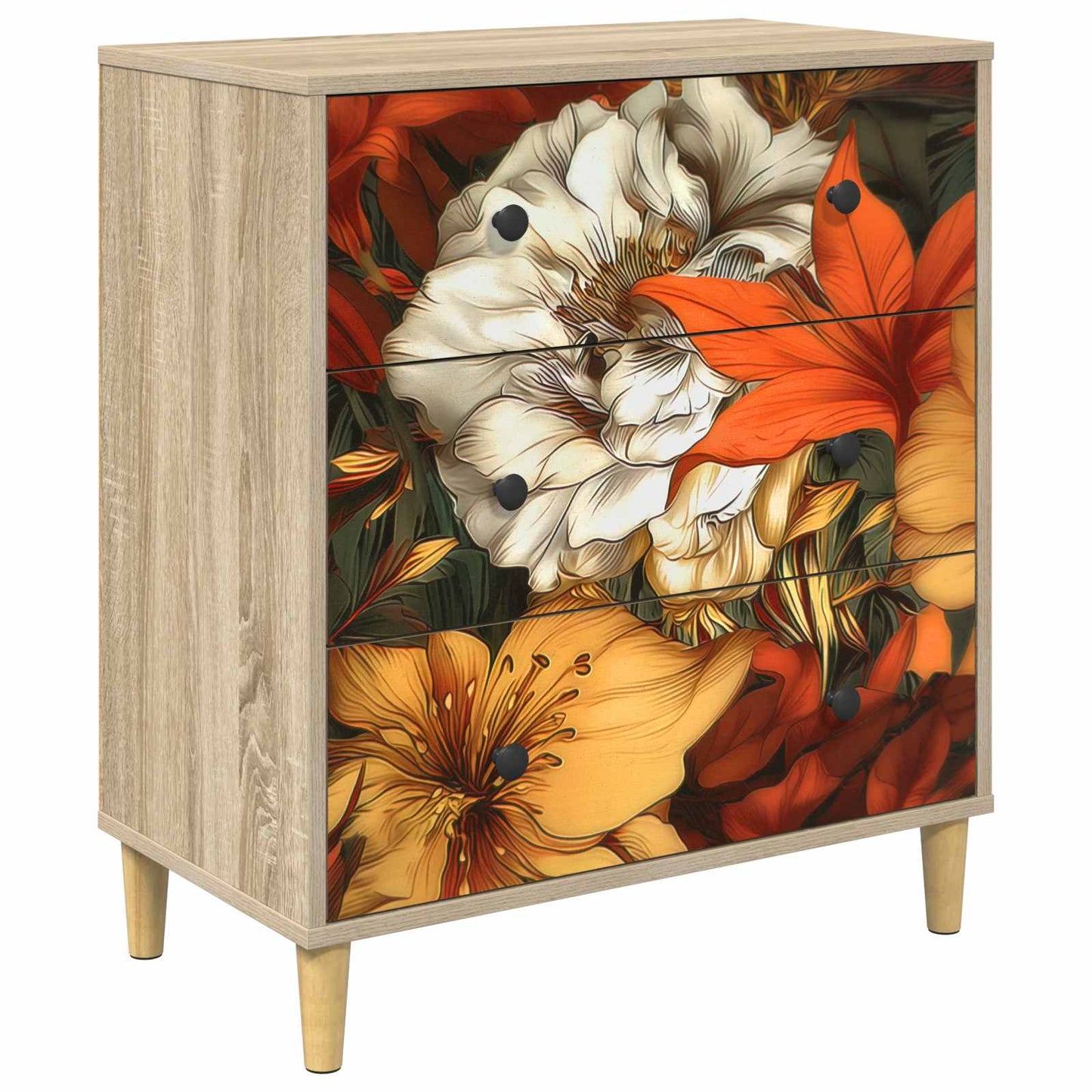 Fiókos szekrény GENNEP Liliom minta 66 x 36,5 x 75 cm Sonoma