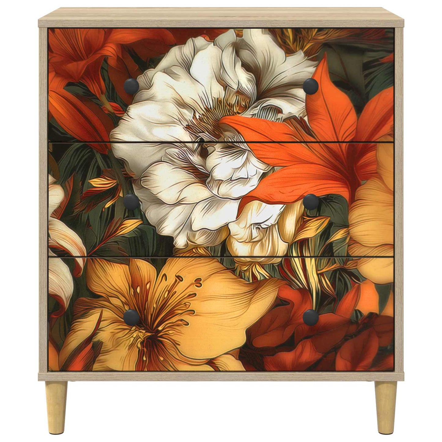 Fiókos szekrény GENNEP Liliom minta 66 x 36,5 x 75 cm Sonoma