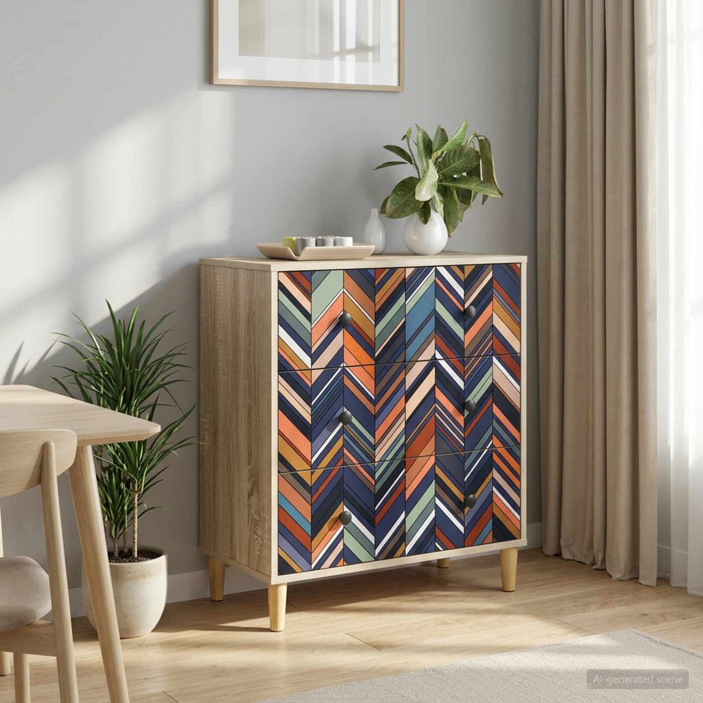 Fiókos szekrény OMMEN Geometrikus minta 66 x 36,5 x 75 cm