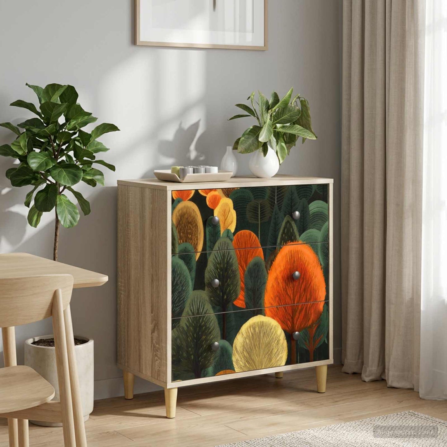 Fiókos szekrény ZAANDAM Erdő minta 66 x 36,5 x 75 cm Szerelt Fa