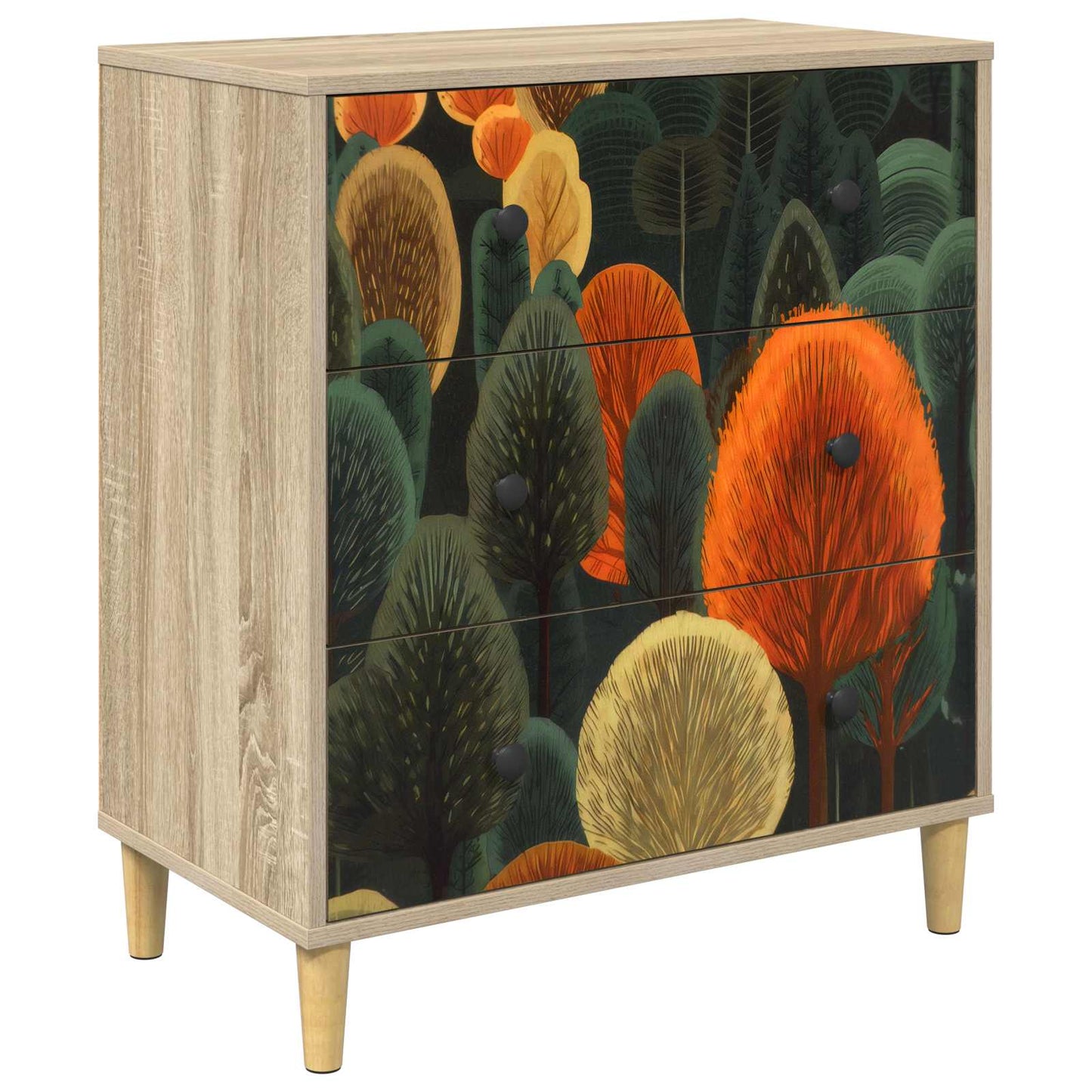 Fiókos szekrény ZAANDAM Erdő minta 66 x 36,5 x 75 cm Szerelt Fa