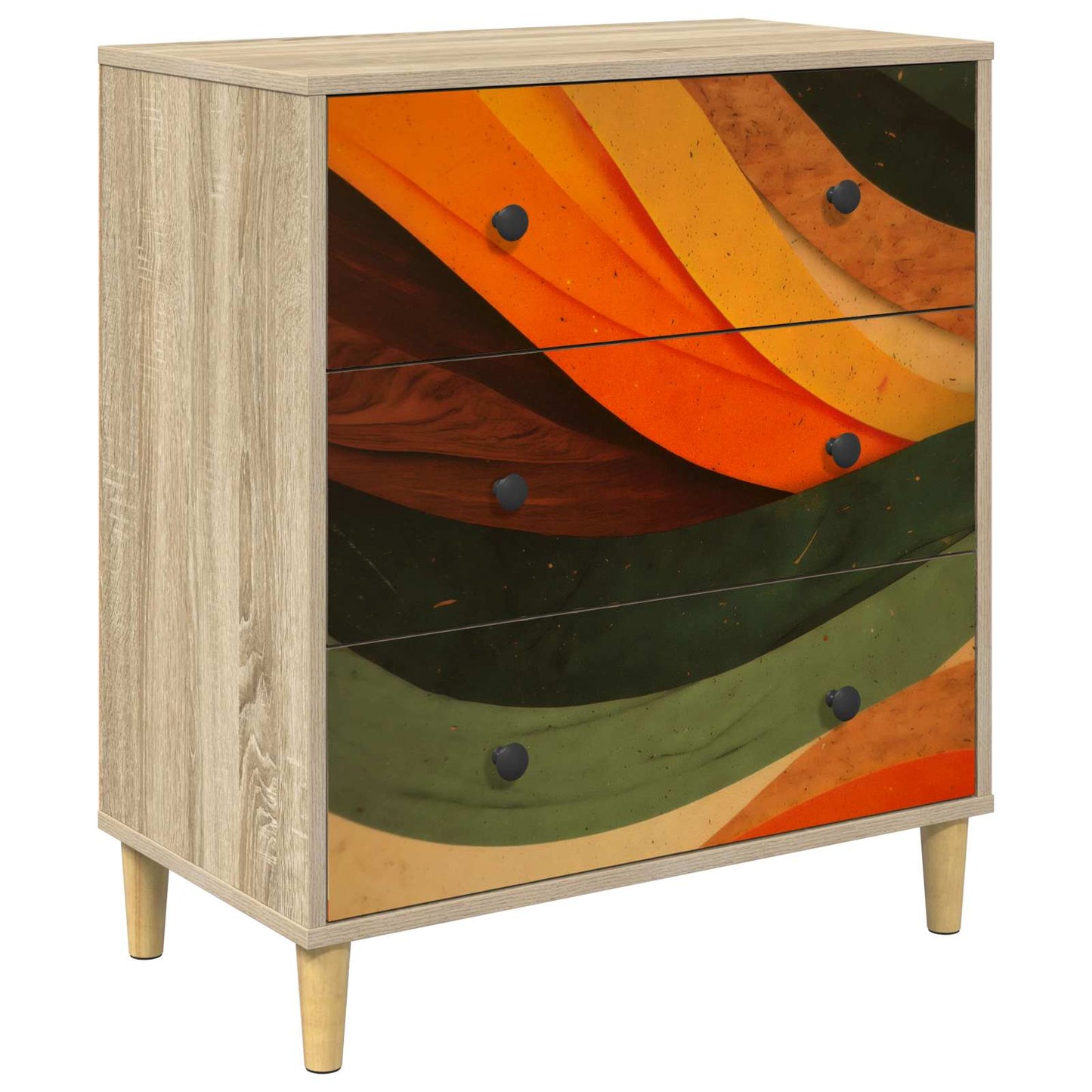 Fiókos szekrény BONN Retro hullám nyomás 66 x 36,5 x 75 cm