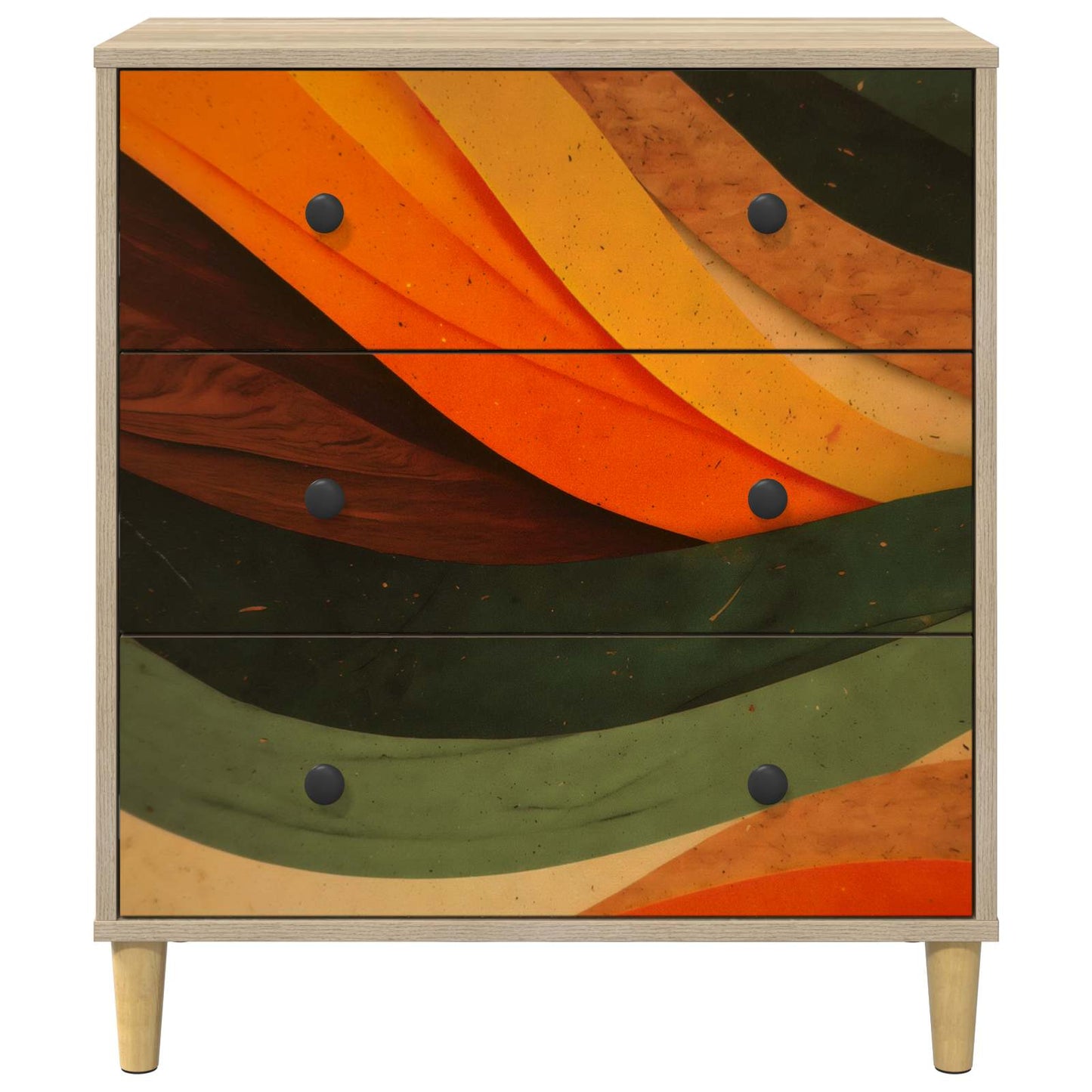 Fiókos szekrény BONN Retro hullám nyomás 66 x 36,5 x 75 cm