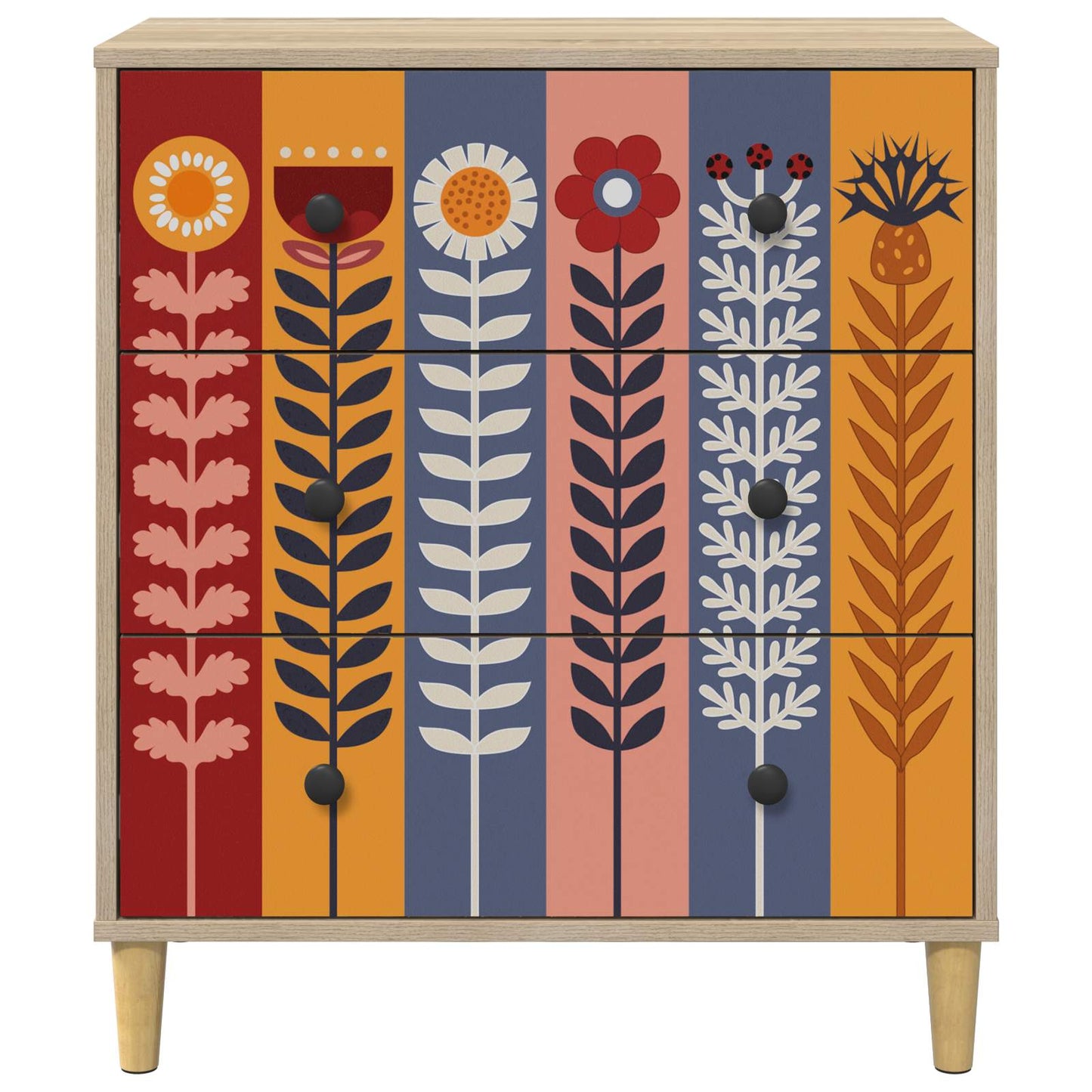 Fiókos szekrény ESSEN Napraforgó mintával 66 x 36,5 x 75 cm