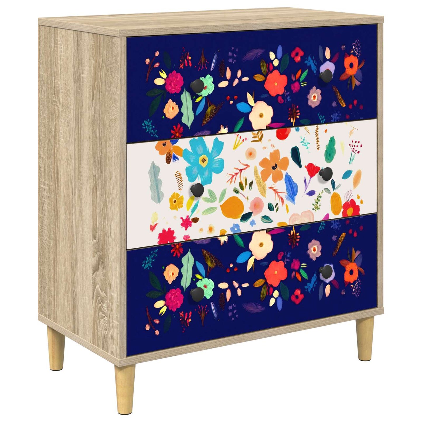 Fiókos szekrény MAINZ Virágos minta 66 x 36,5 x 75 cm Sonoma