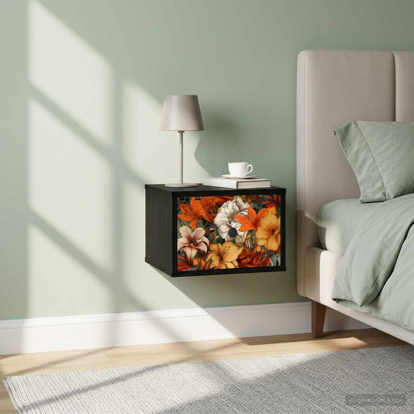Fali éjjeli szekrény GENNEP 2 db Fekete Tölgy 36 x 33 x 25 cm