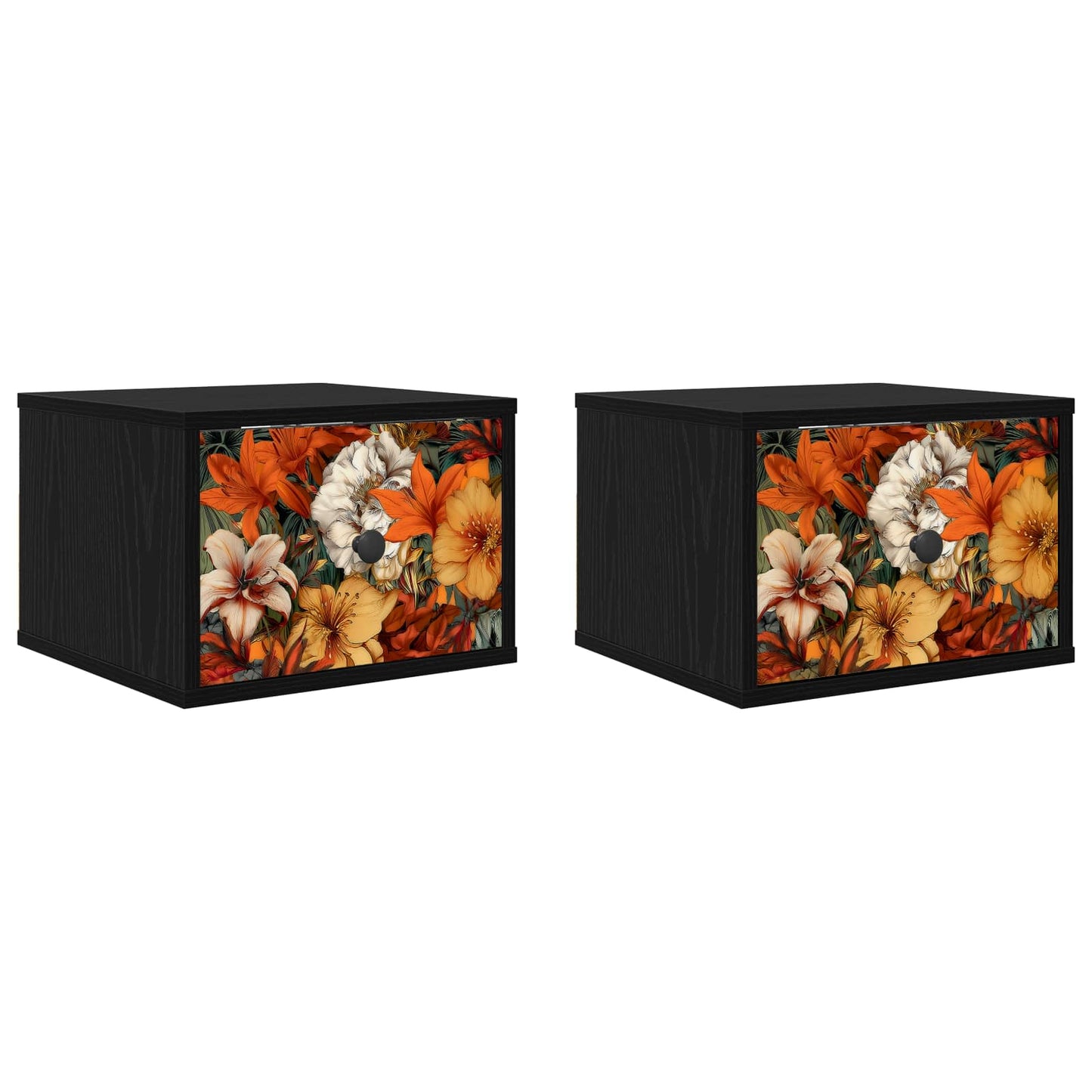 Fali éjjeli szekrény GENNEP 2 db Fekete Tölgy 36 x 33 x 25 cm