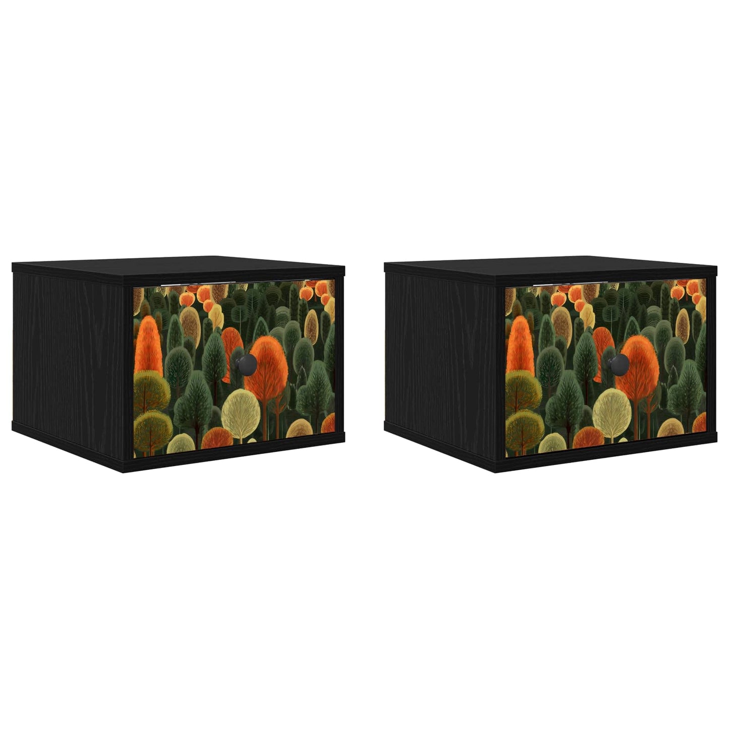 Fali éjjeli szekrény ZAANDAM 2 db Fekete Tölgy 36 x 33 x 25 cm