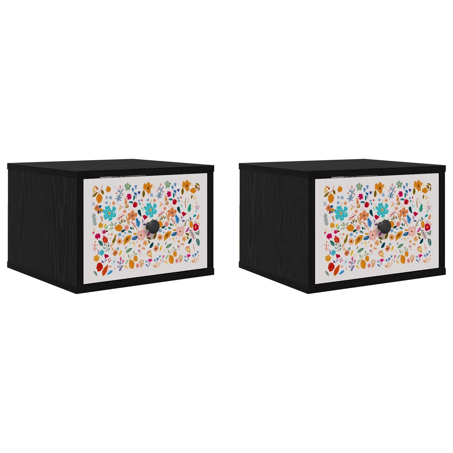 Fali éjjeli szekrény MAINZ 2 db Fekete Tölgy 36 x 33 x 25 cm