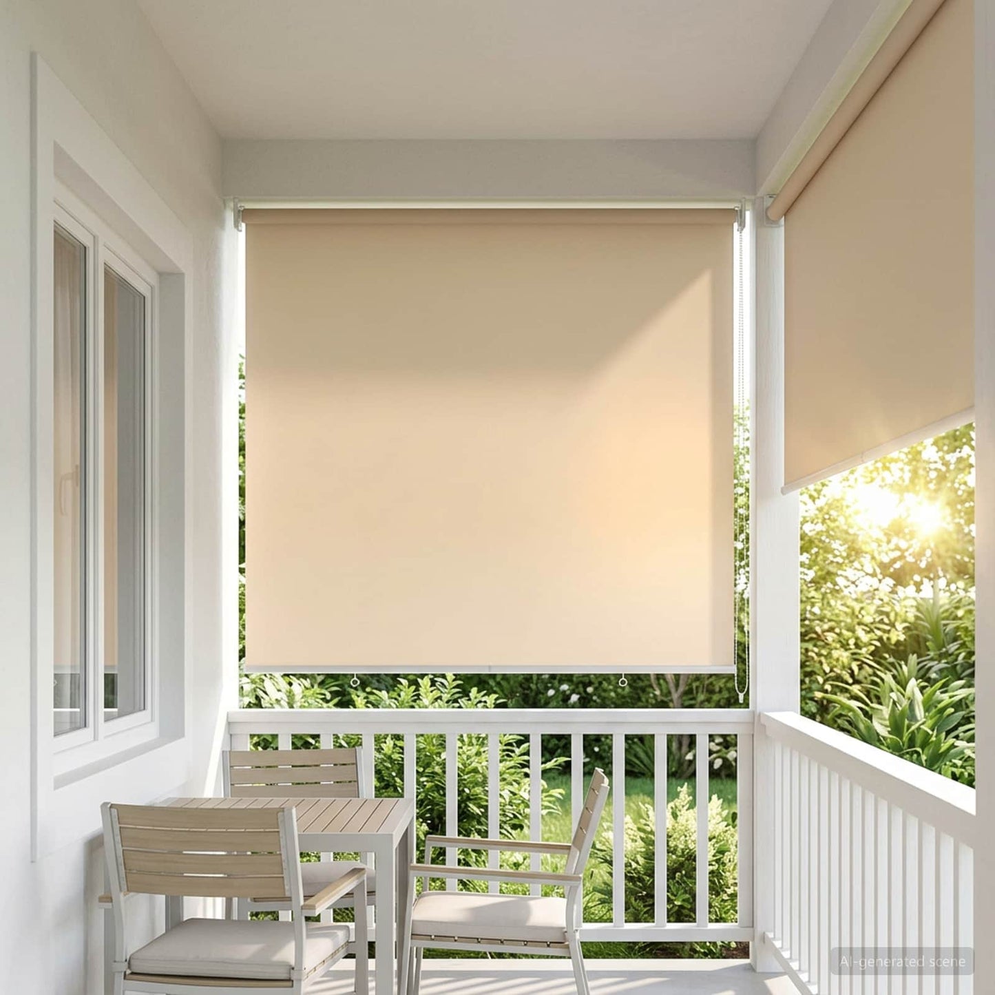Kültéri roló árnyékoló UV védelem Bézs 145 x 140 cm (Sz x M)