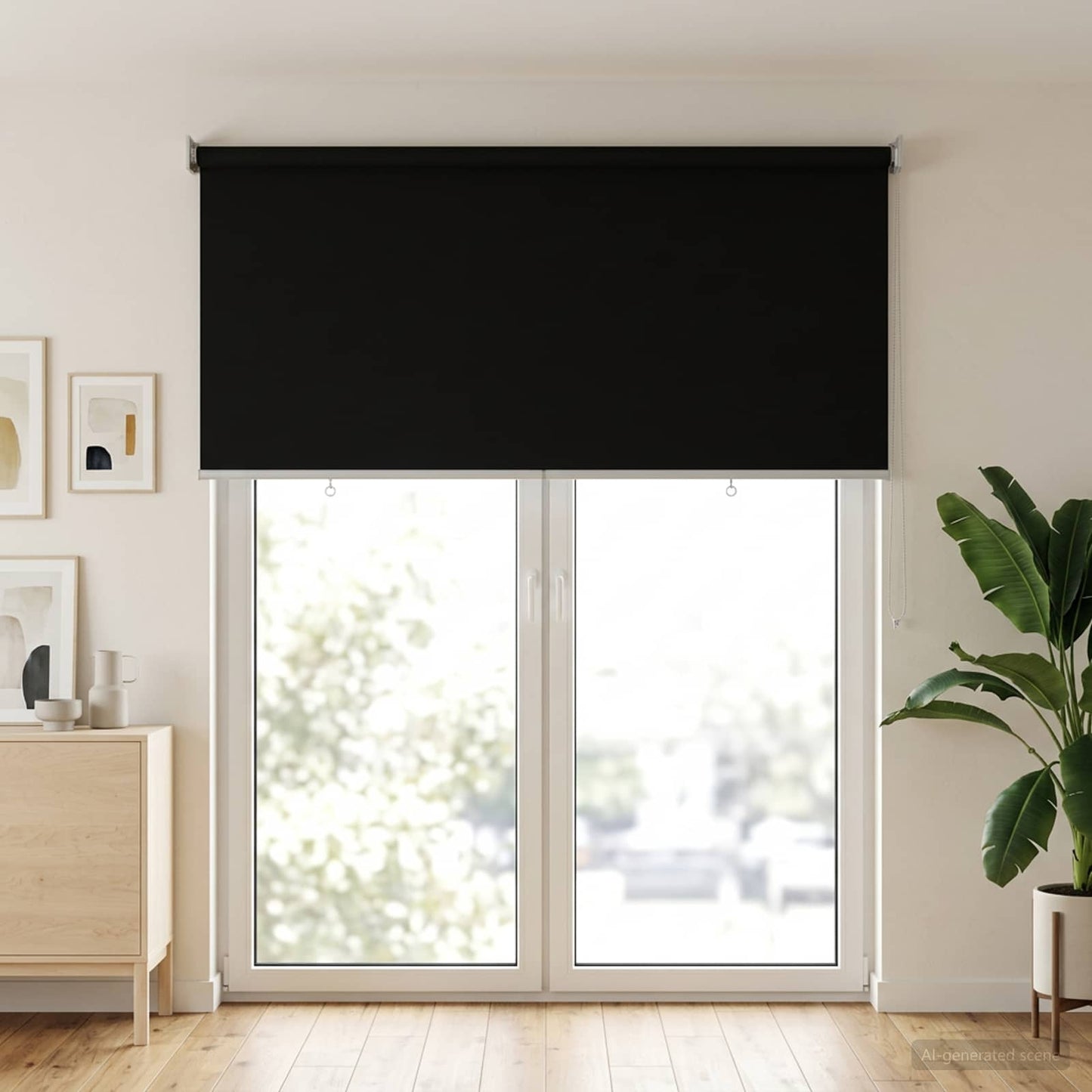 Kültéri roló árnyékoló UV védelem Fekete 125 x 230 cm (Sz x M)