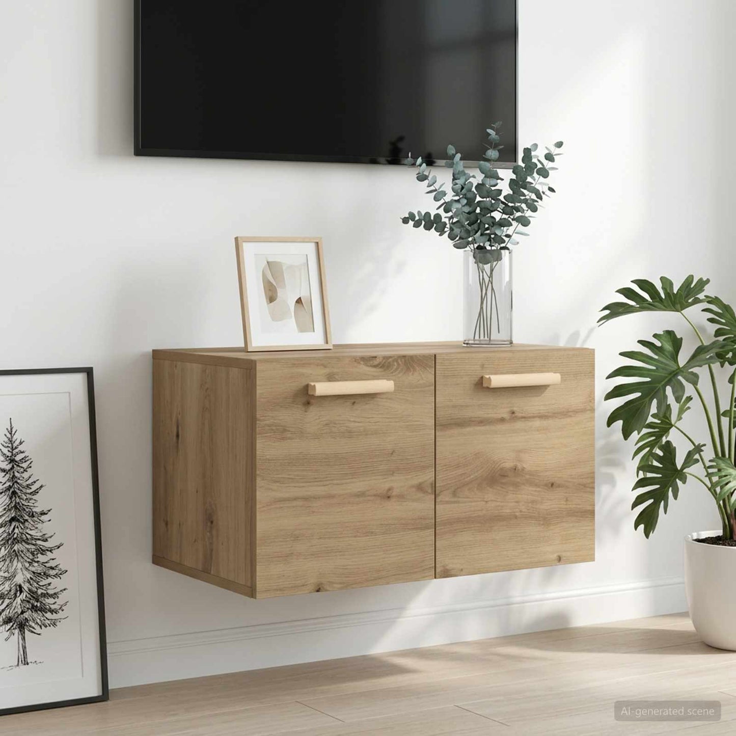 Fali Szekrény 60 x 36,5 x 35 cm Szerelt Fa Kézműves tölgy