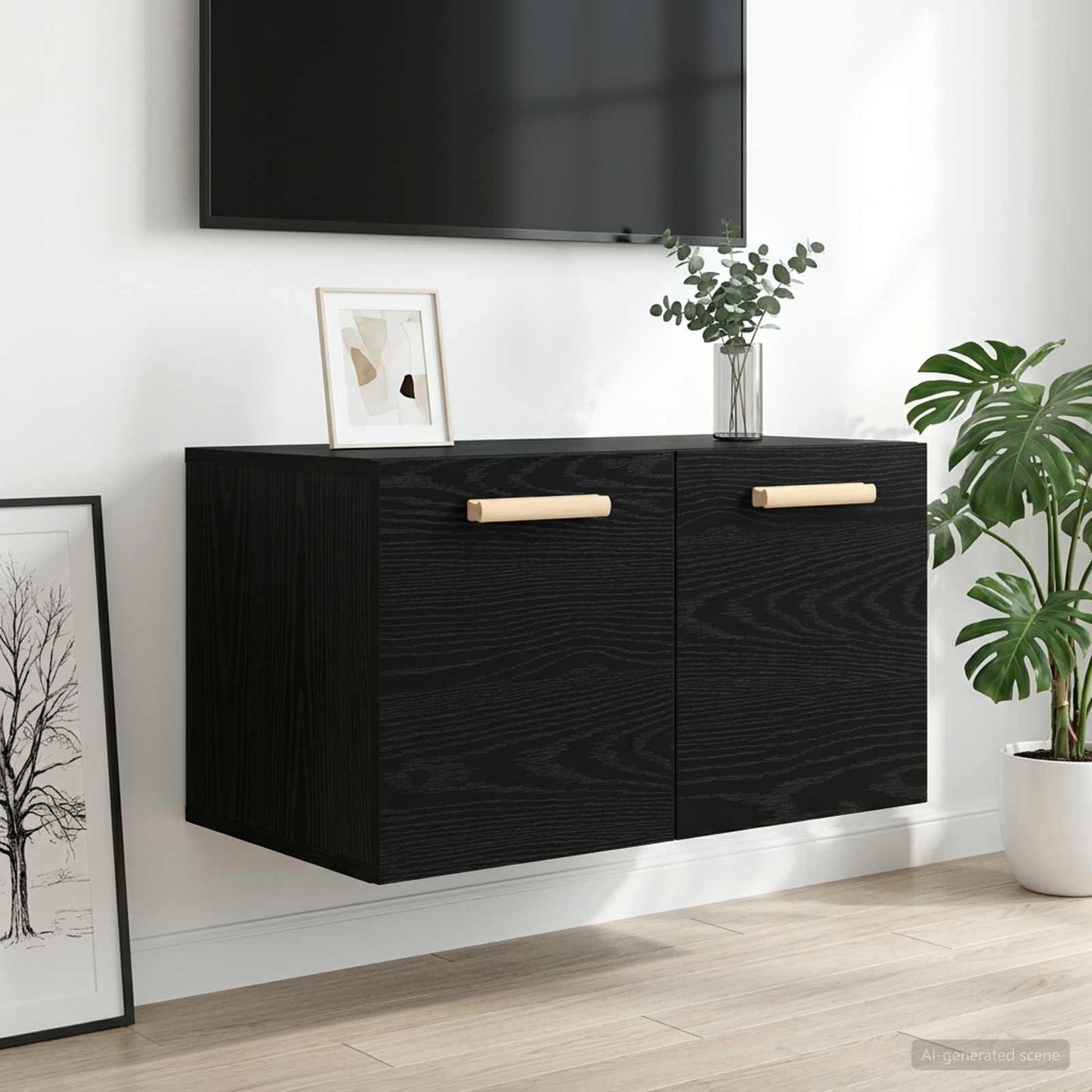 Fali Szekrény Fekete tölgy 60 x 36,5 x 35 cm Szerelt Fa