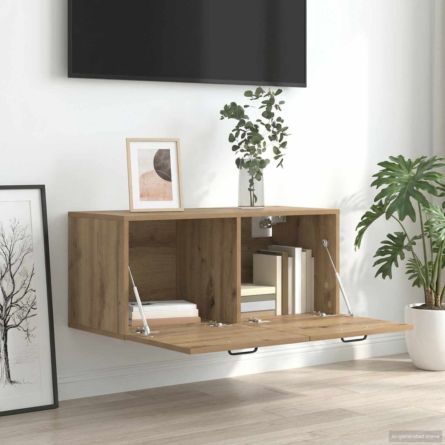 Fali Szekrény Falra szerelhető Kézműves tölgy 80 x 36,5 x 35 cm