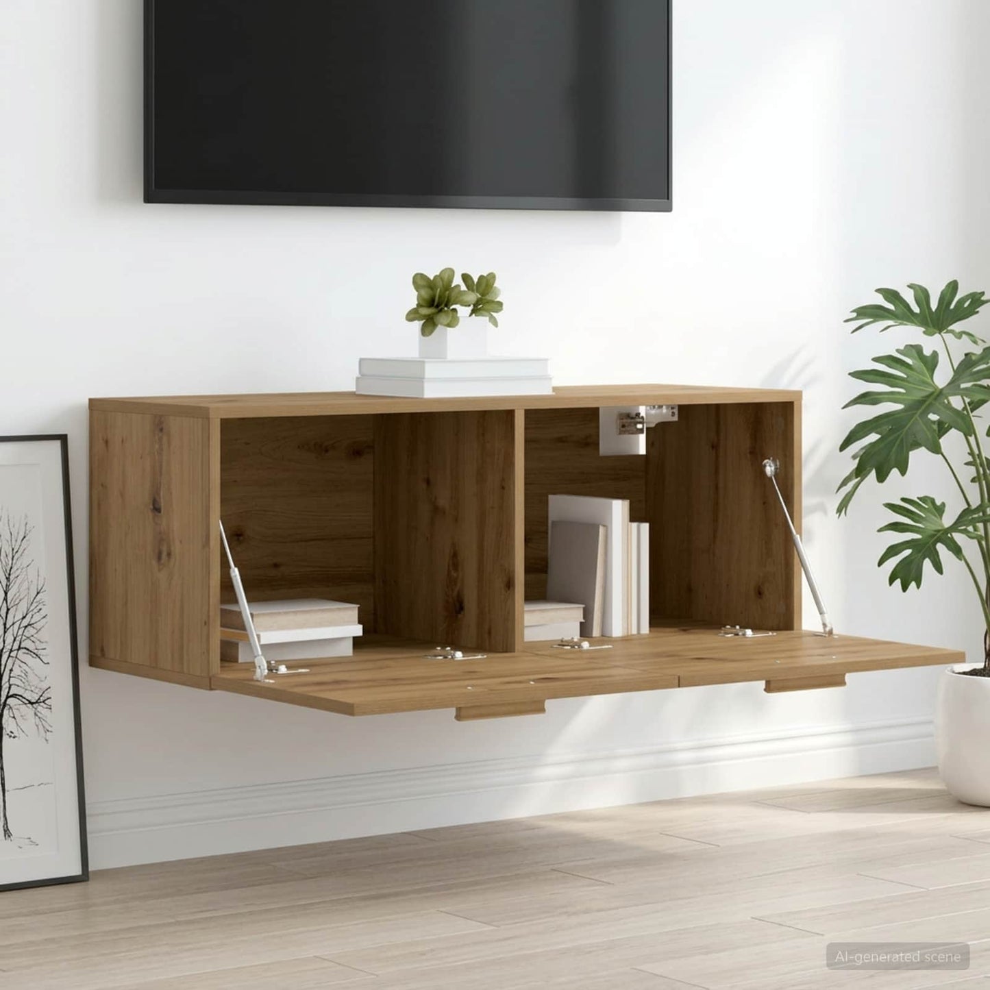Fali Szekrény 100 x 36,5 x 35 cm Szerelt Fa Kézműves tölgy
