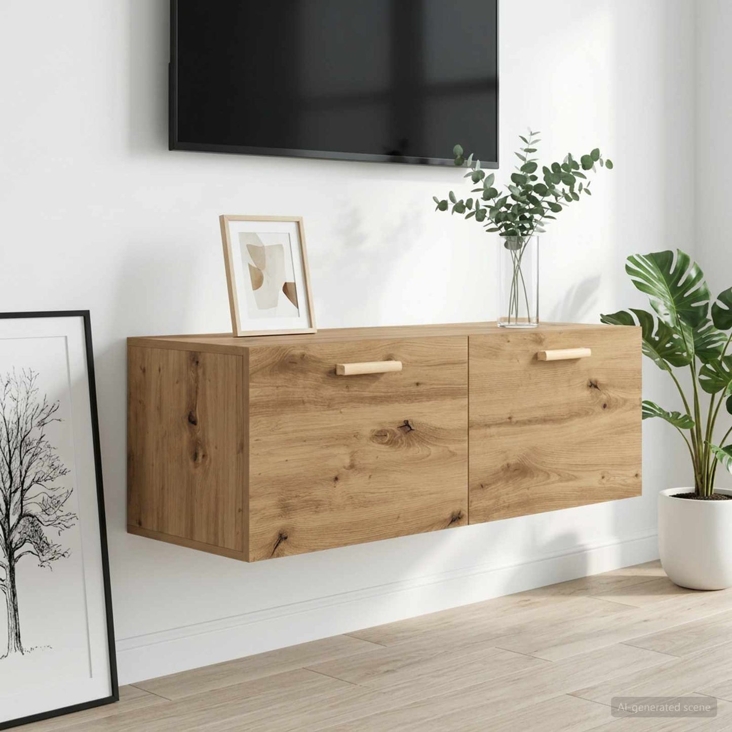 Fali Szekrény 100 x 36,5 x 35 cm Szerelt Fa Kézműves tölgy