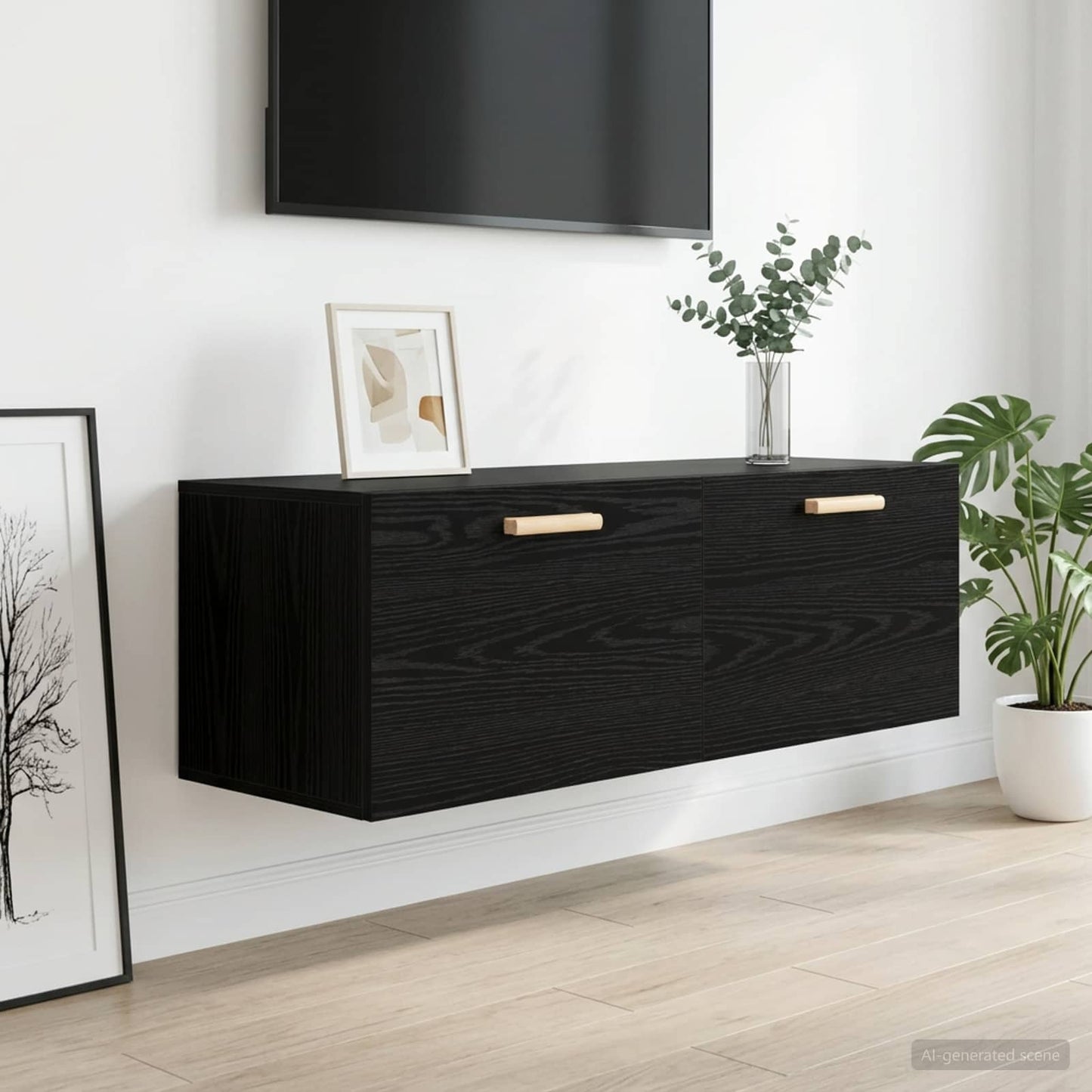 Fali Szekrény Fekete tölgy 100 x 36,5 x 35 cm Szerelt Fa