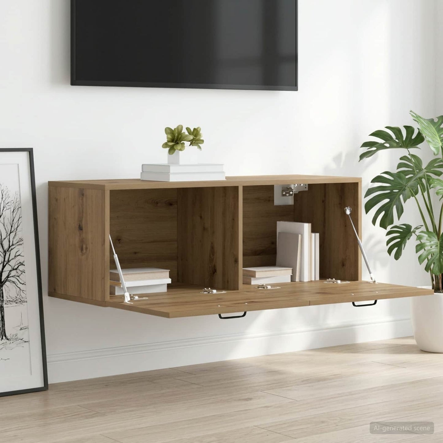 Fali Szekrény 100 x 36,5 x 35 cm Szerelt Fa Kézműves tölgy