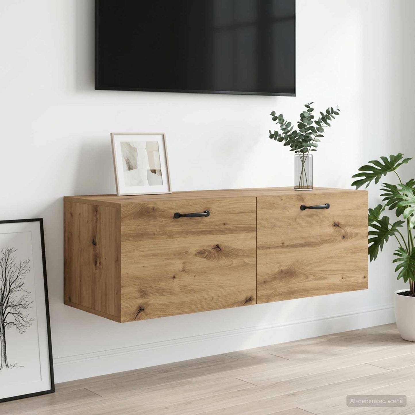 Fali Szekrény 100 x 36,5 x 35 cm Szerelt Fa Kézműves tölgy