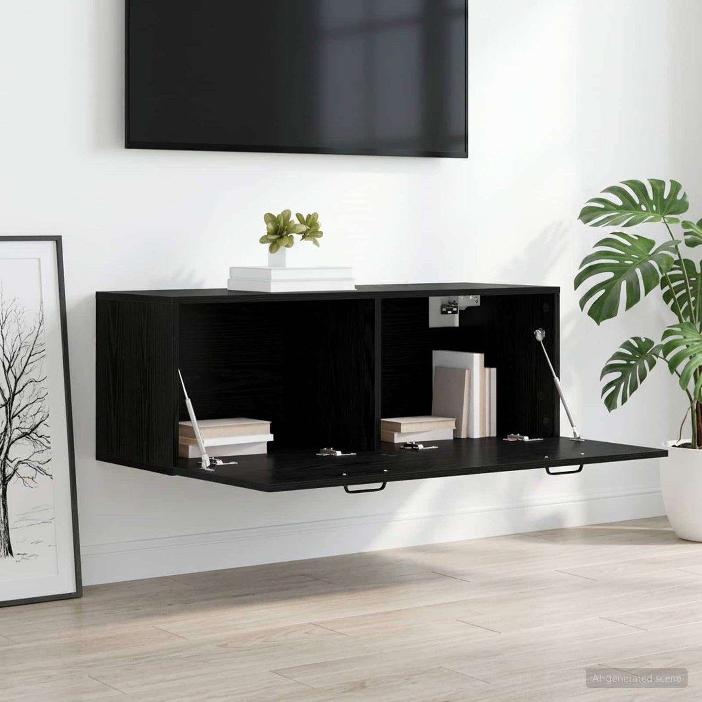 Fali Szekrény Fekete tölgy 100 x 36,5 x 35 cm Szerelt Fa
