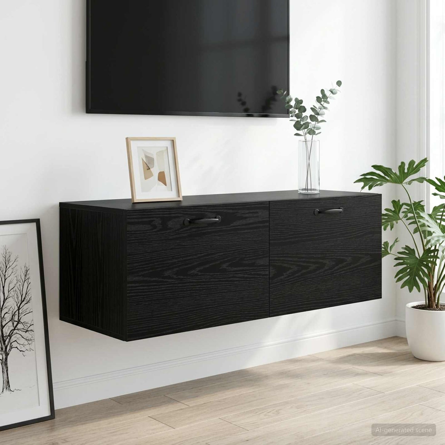 Fali Szekrény Fekete tölgy 100 x 36,5 x 35 cm Szerelt Fa