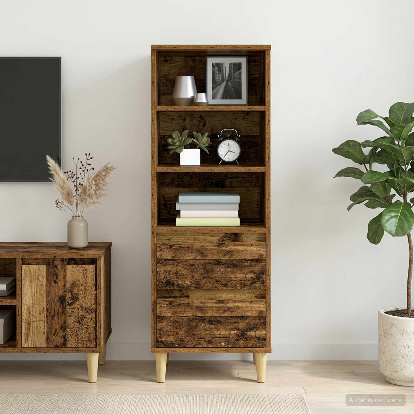 Magasfiú Antik Fa 40 x 36 x 110 cm Szerelt Fa