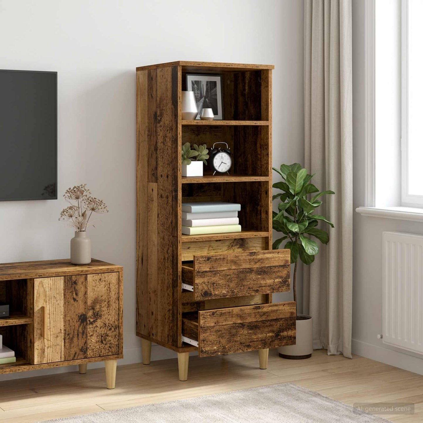 Magasfiú Antik Fa 40 x 36 x 110 cm Szerelt Fa