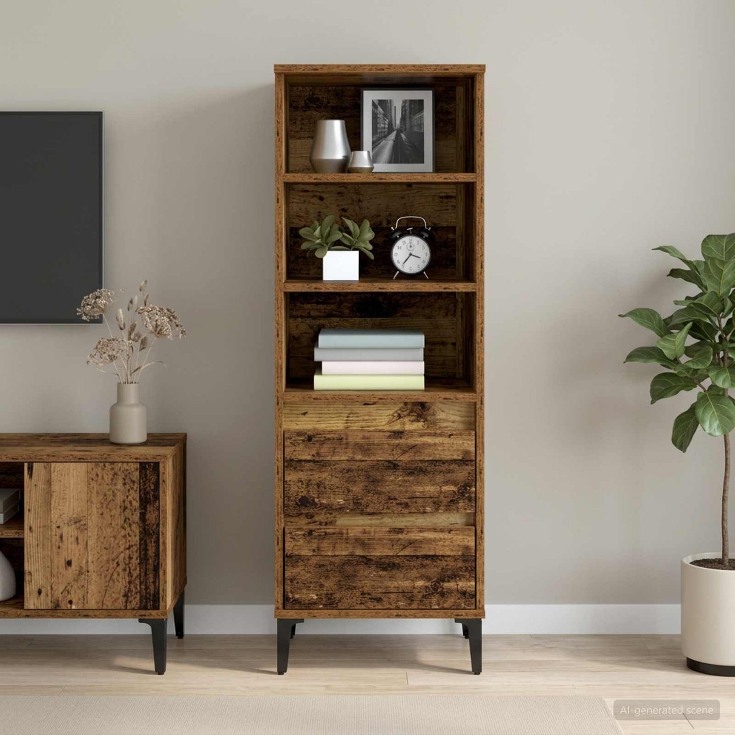 Magasfiú Antik Fa 40 x 36 x 110 cm Szerelt Fa