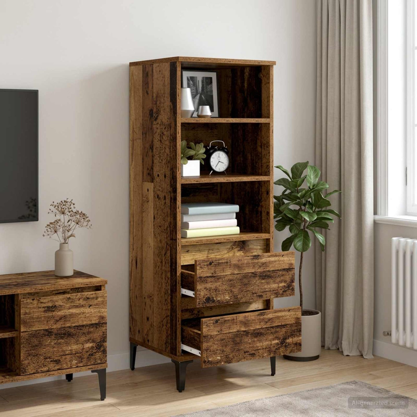 Magasfiú Antik Fa 40 x 36 x 110 cm Szerelt Fa