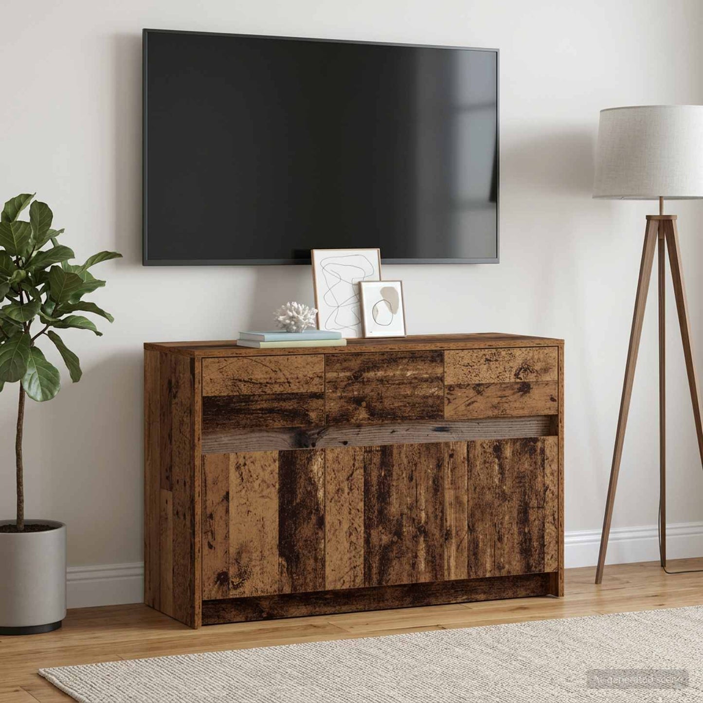 TV szekrény 91 x 34 x 61 cm Antik Fa Szerelt Fa