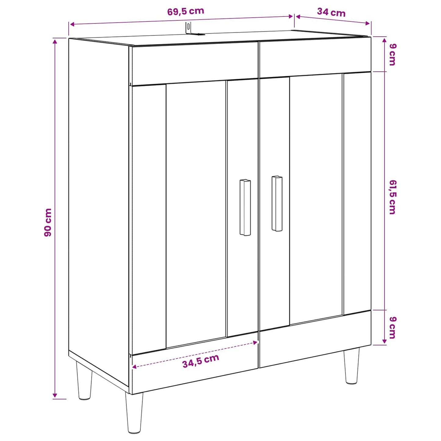 Széf Antik Fa 69,5 x 34 x 90 cm Szerelt Fa