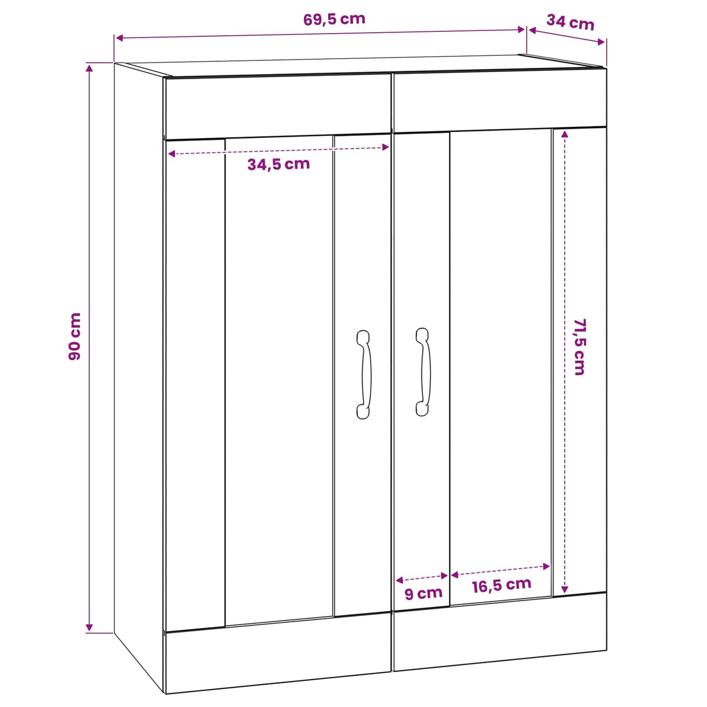 Fali Szekrény Antik Fa 69,5 x 34 x 90 cm Szerelt Fa