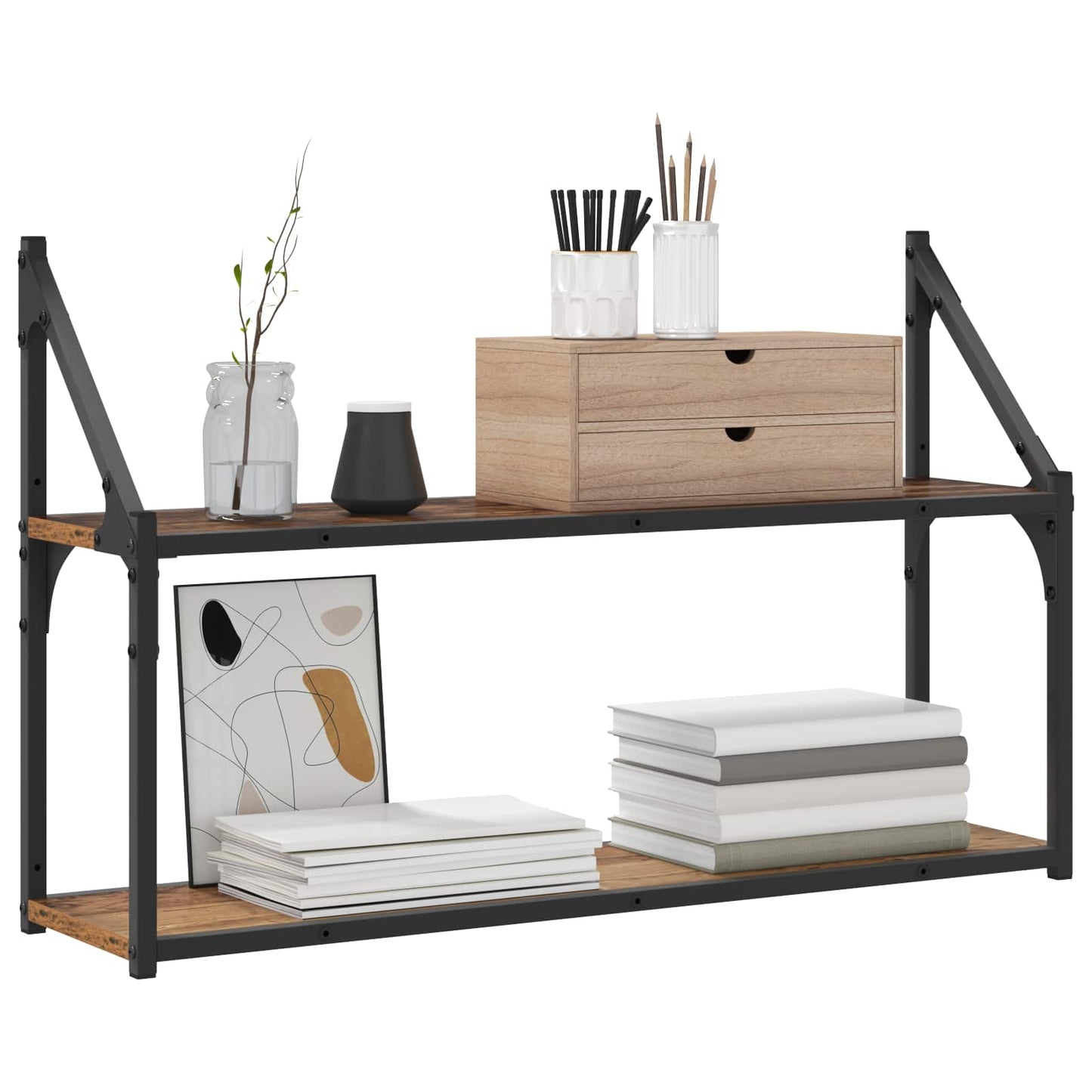 Falpolc Falra szerelhető Antik fa 80 x 21 x 51 cm fém PB