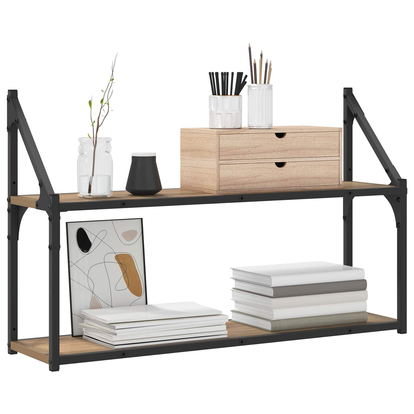Falpolc Falra szerelhető Kézműves tölgy 80 x 21 x 51 cm fém PB