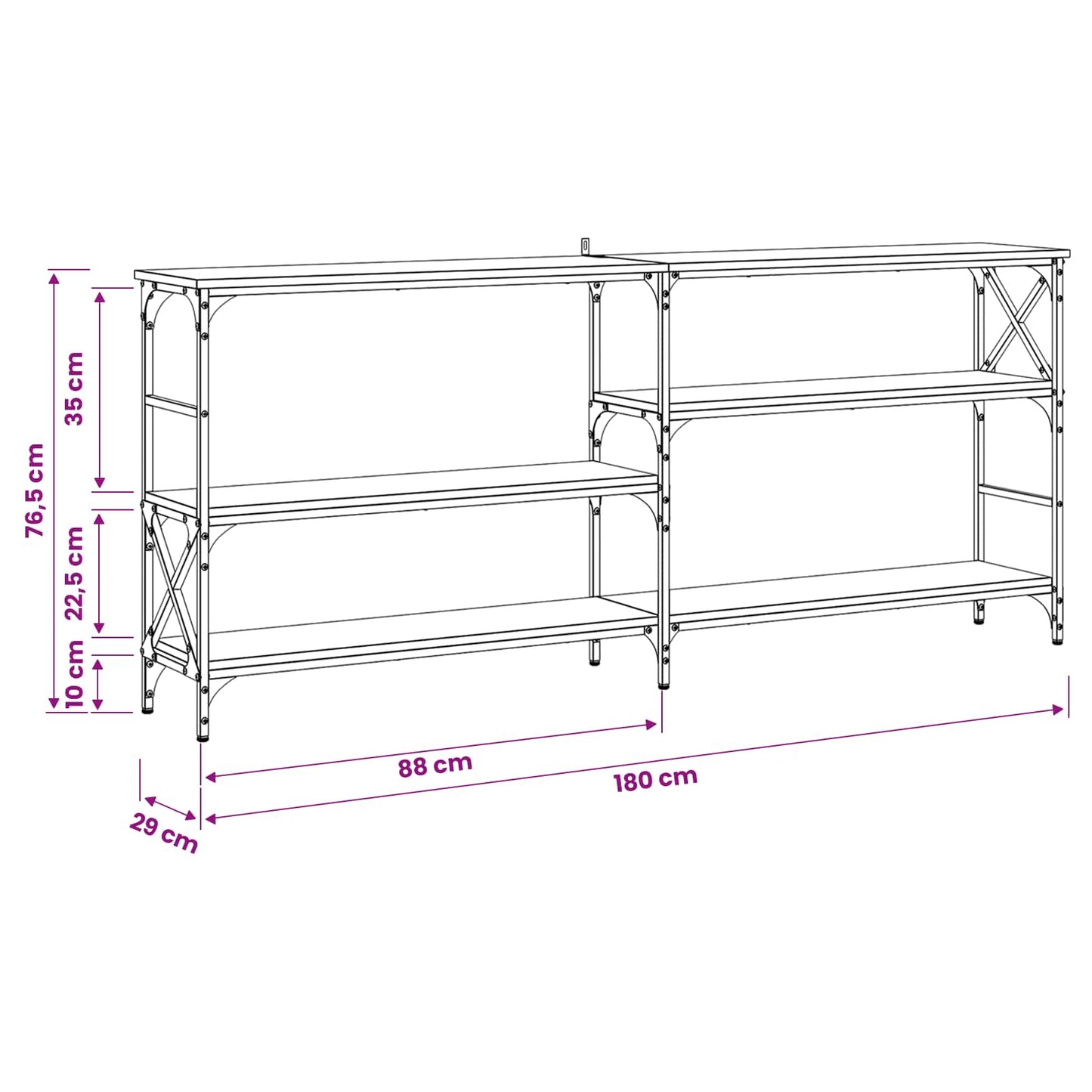 Konzolasztal Antik Fa 180 x 29 x 76,5 cm fém PB