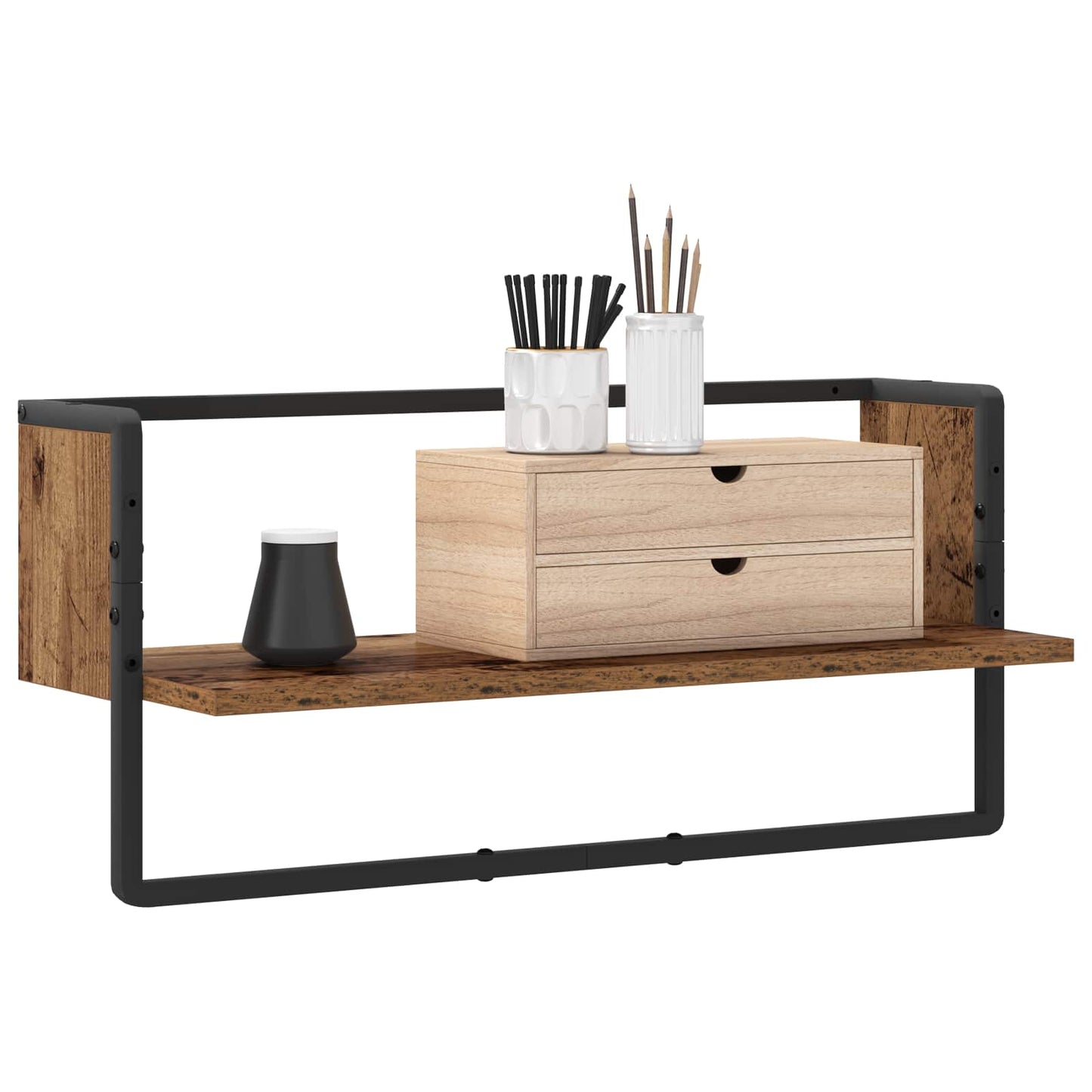 Falpolc Falra szerelhető Antik fa 65 x 25 x 30 cm fém PB