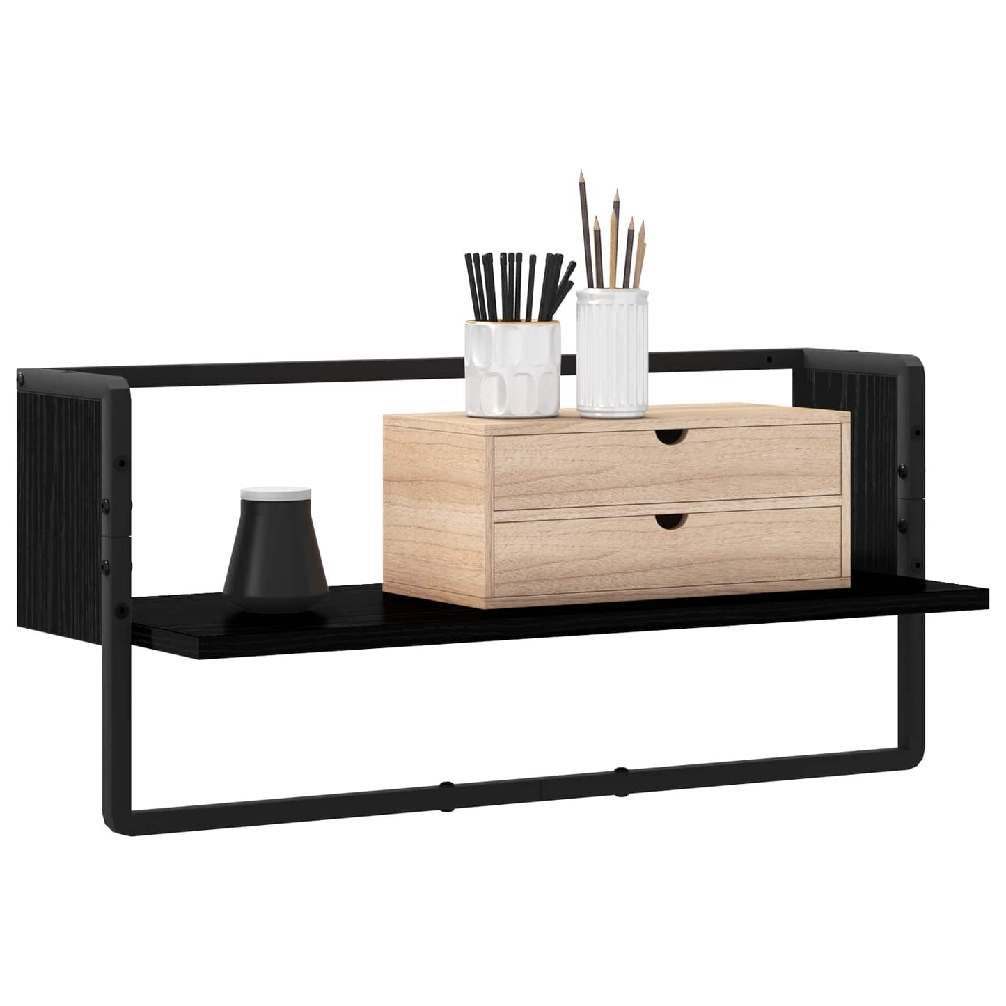 Falpolc Falra szerelhető Fekete tölgy 65 x 25 x 30 cm fém PB