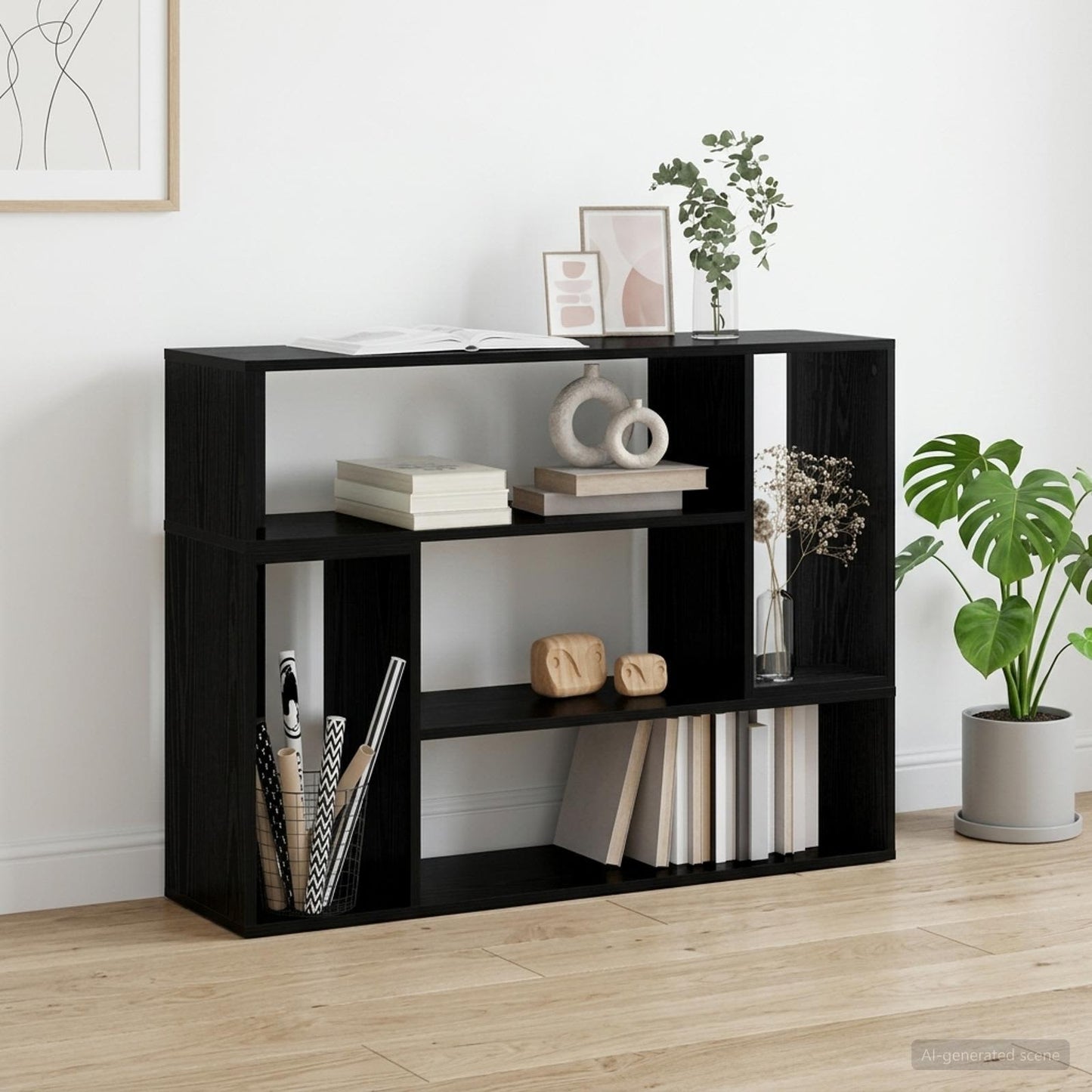 TV szekrény 100 x 30 x 50 cm Fekete Tölgy Szerelt Fa