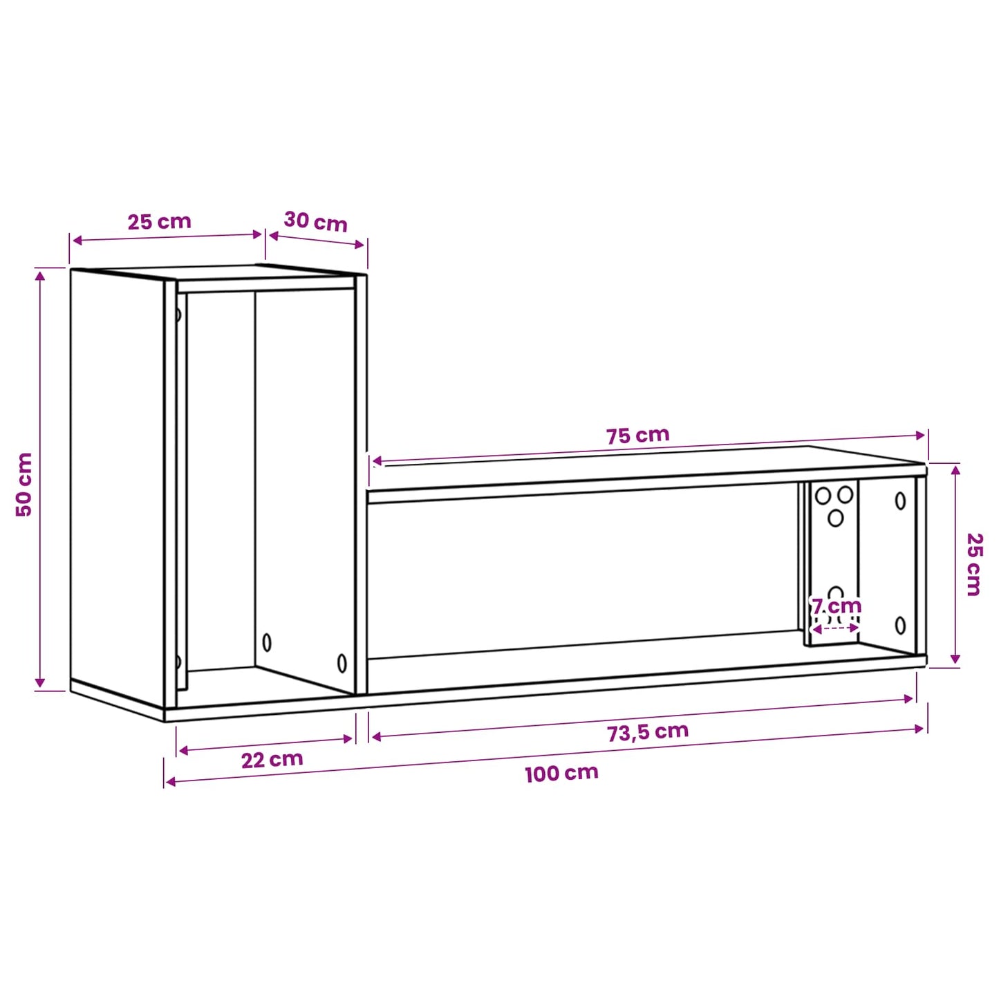 TV szekrény 100 x 30 x 50 cm Fekete Tölgy Szerelt Fa