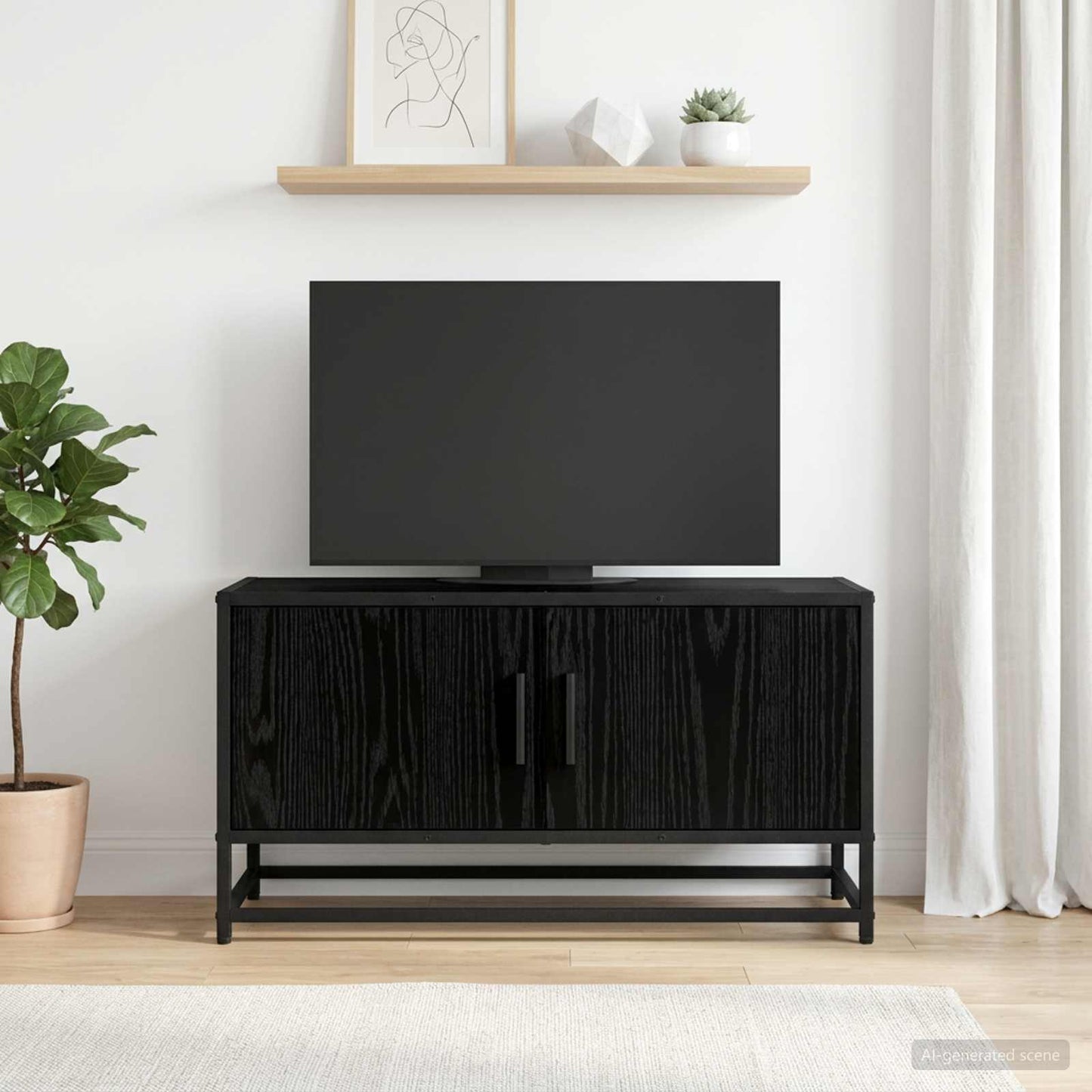 TV szekrény 80 x 34,5 x 40 cm Fekete Tölgy Szerelt Fa