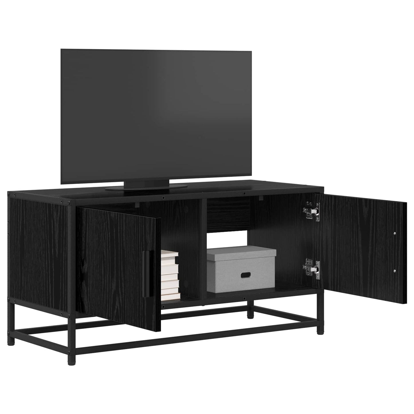 TV szekrény 80 x 34,5 x 40 cm Fekete Tölgy Szerelt Fa