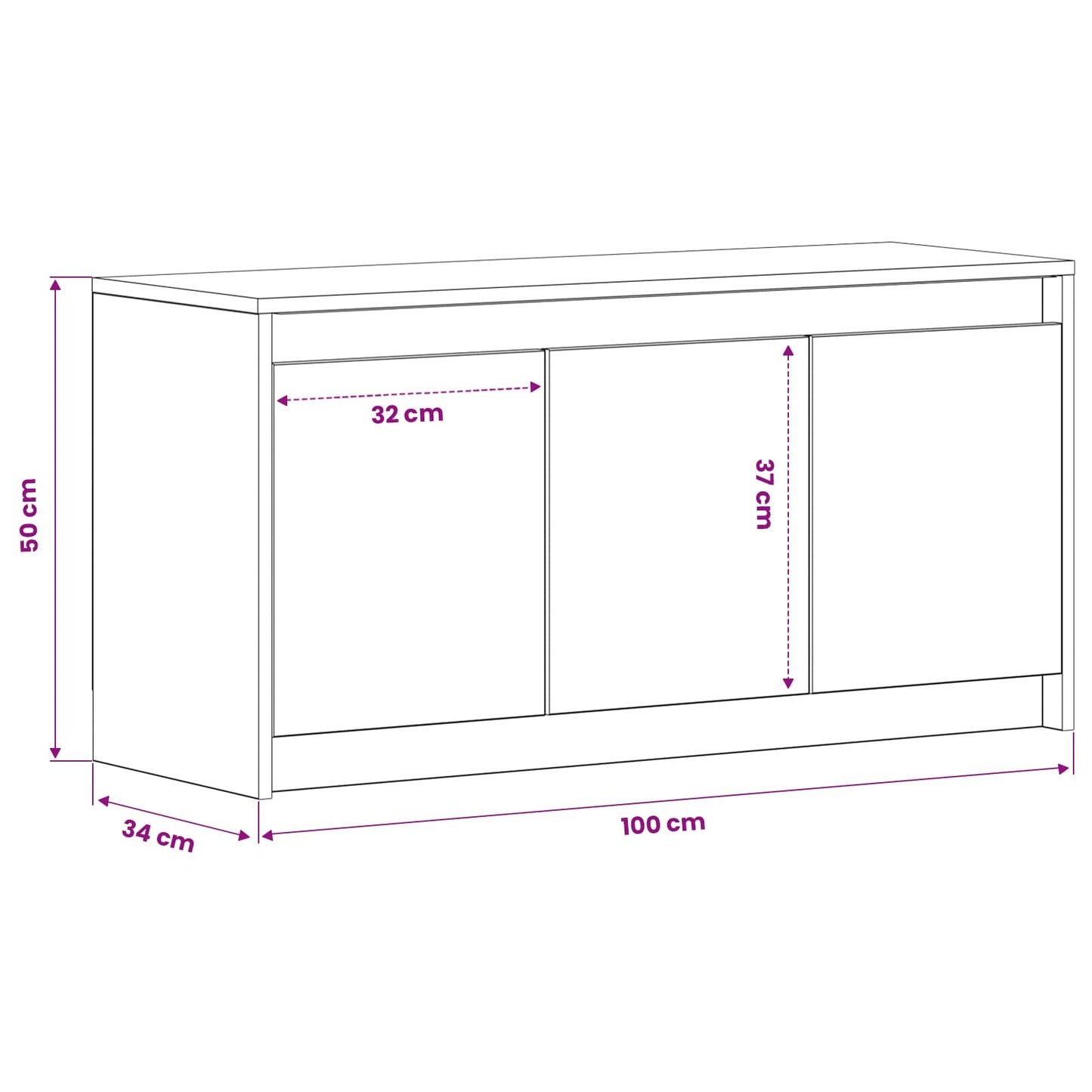 TV szekrény 100 x 34 x 50 cm Antik Fa Szerelt Fa