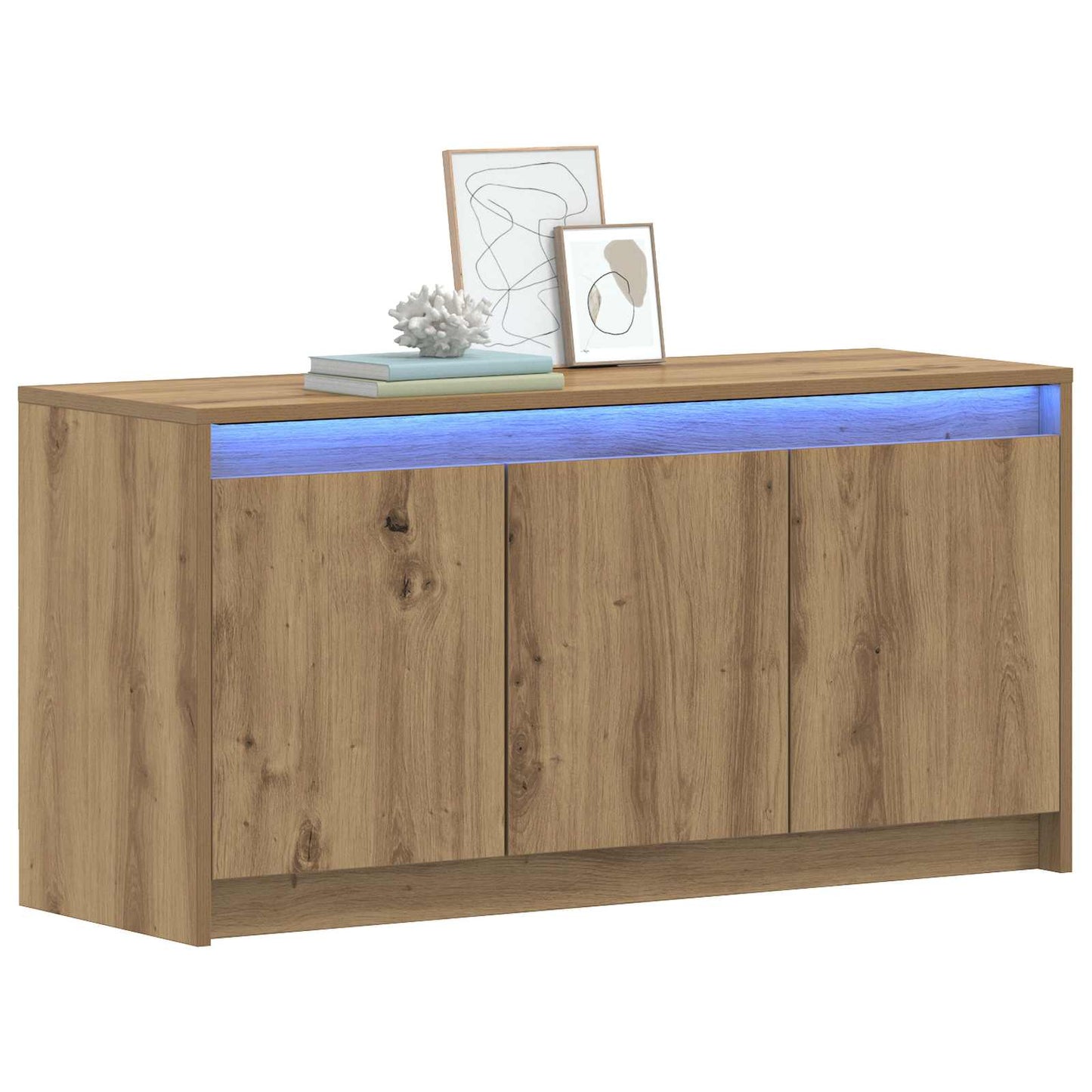 TV szekrény 100 x 34 x 50 cm Kézműves Tölgy Szerelt Fa