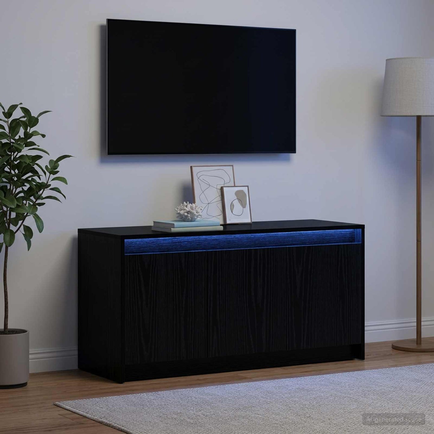 TV szekrény 100 x 34 x 50 cm Fekete Tölgy Szerelt Fa