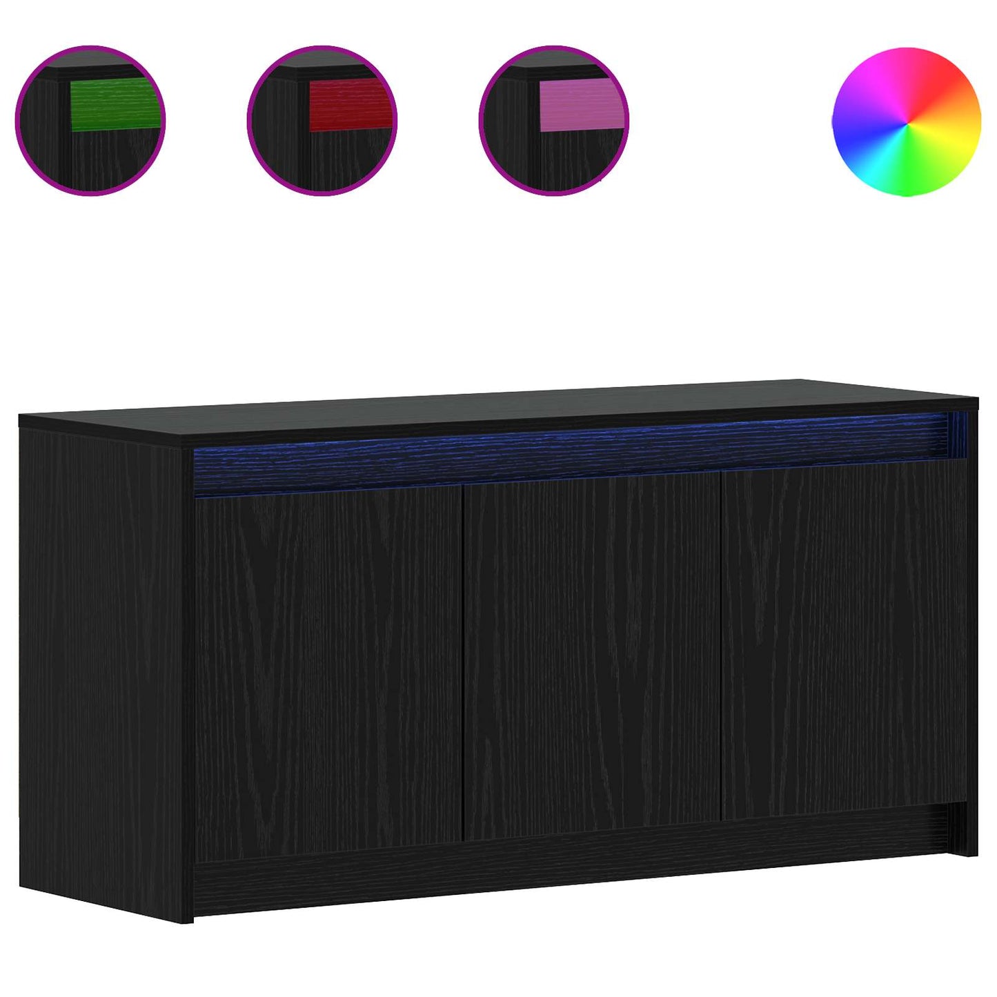 TV szekrény 100 x 34 x 50 cm Fekete Tölgy Szerelt Fa