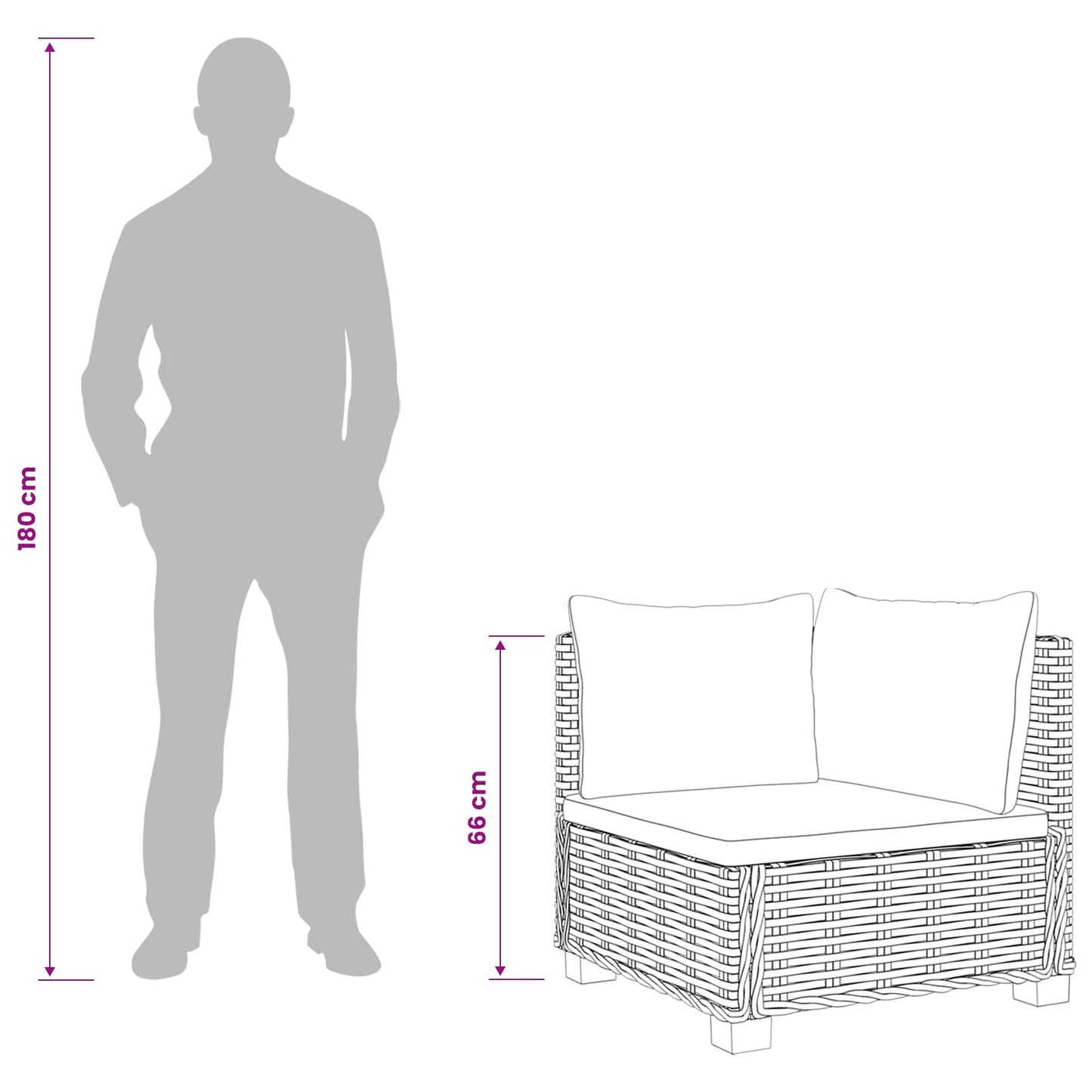 2 db Rattan Lounge Szett Párnákkal GENDT Természetes Rátta