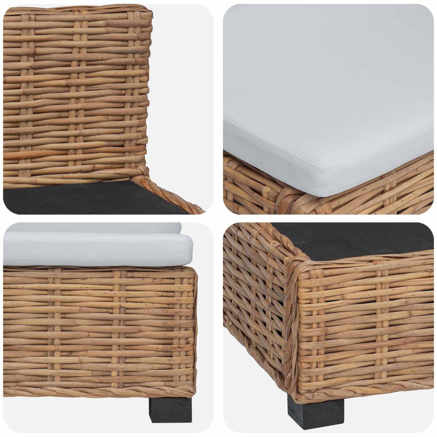 2 db Rattan Lounge Szett Párnákkal GENDT Természetes Rátta