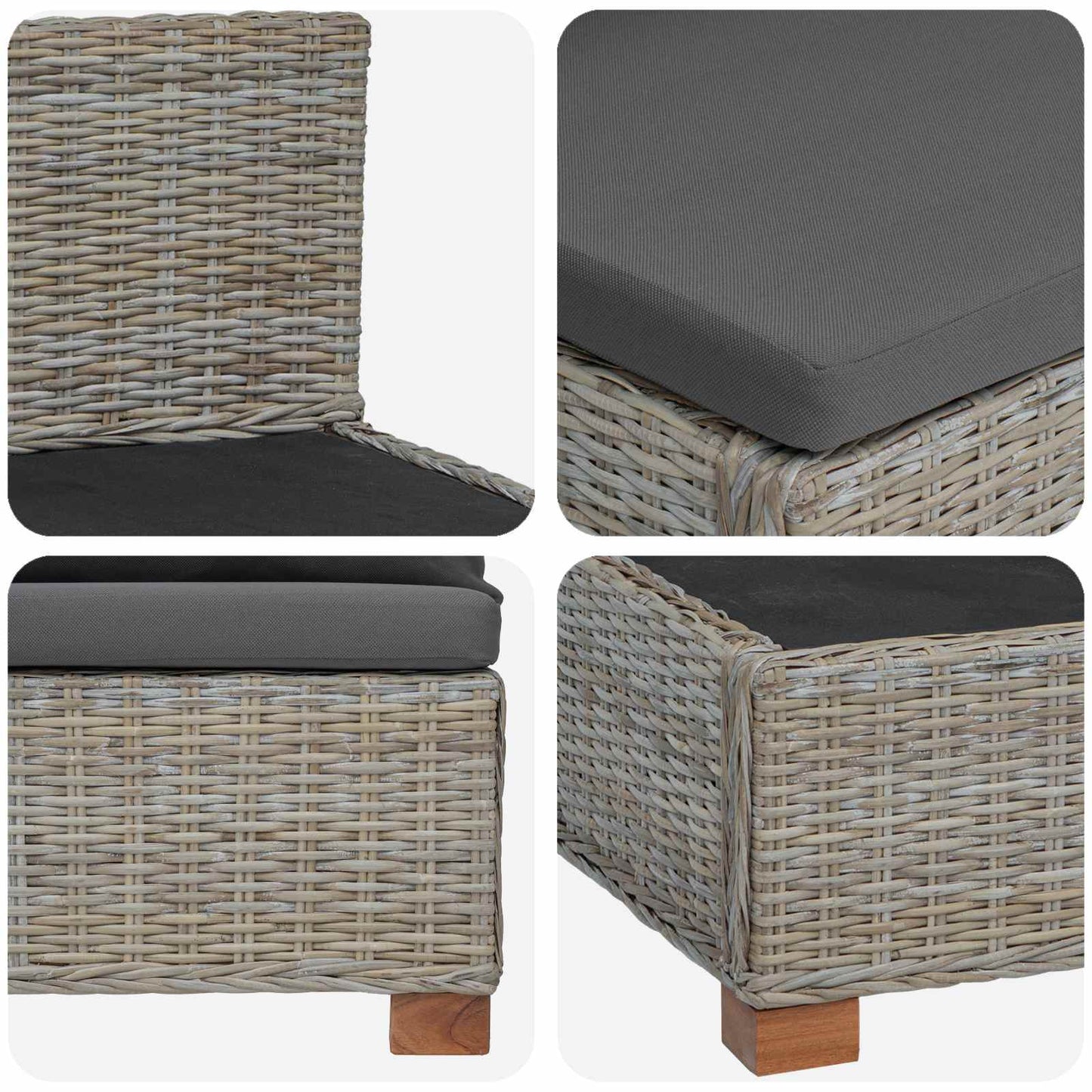 2 db Rattan Lounge Szett Párnákkal GENDT Természetes Rátta