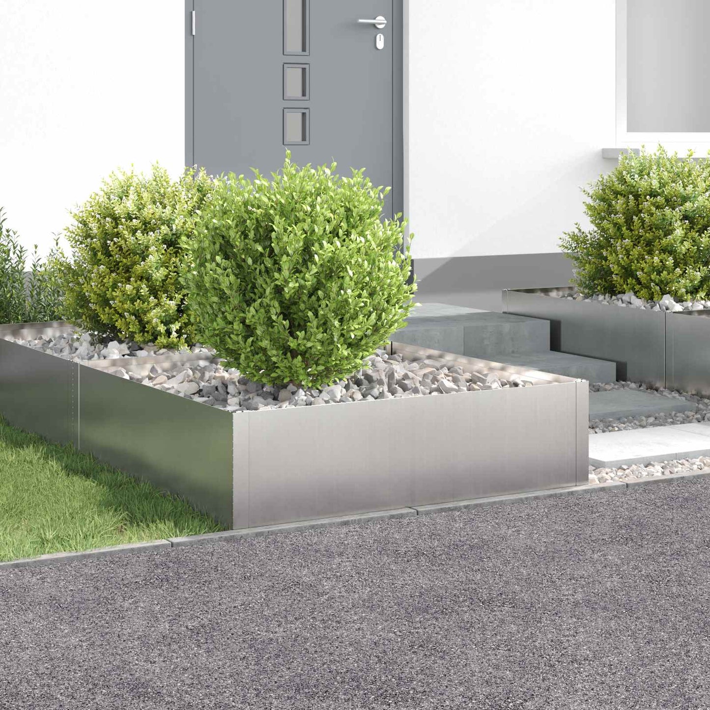 Fűszegélyezés 4 db 100 x 100 x 35 cm Acél Ezüst